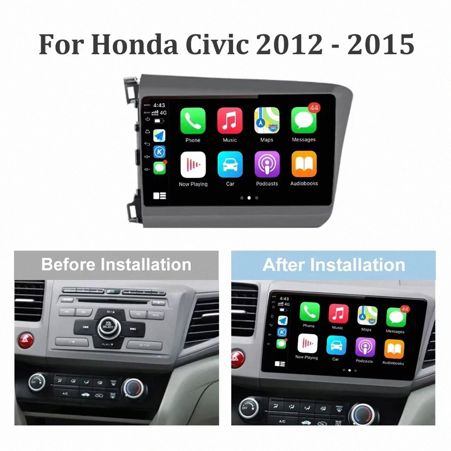 Autoradio Car Navigation per Honda Jazz 2002-2007 Bluetooth, Ips Touchscreen Radio con Siri/Vocale/Gps Navigazione/Musica Online/Mirror Link, 4 Nucleo 2G+32G