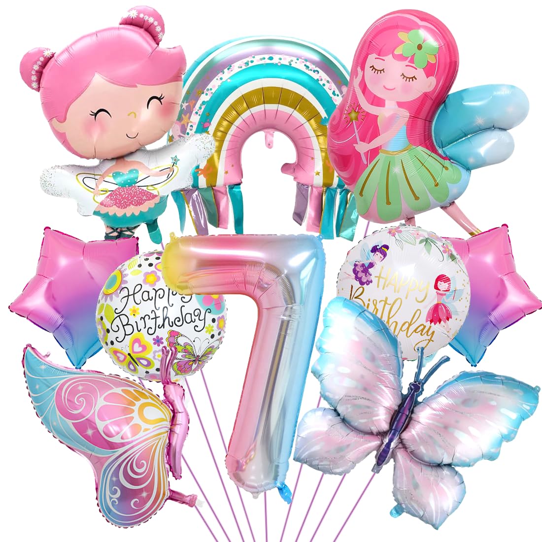 Decorazioni Compleanno 7 Anni A Tema Farfalle - Palloncini, Striscione E Accessori Per Feste - Foto 2