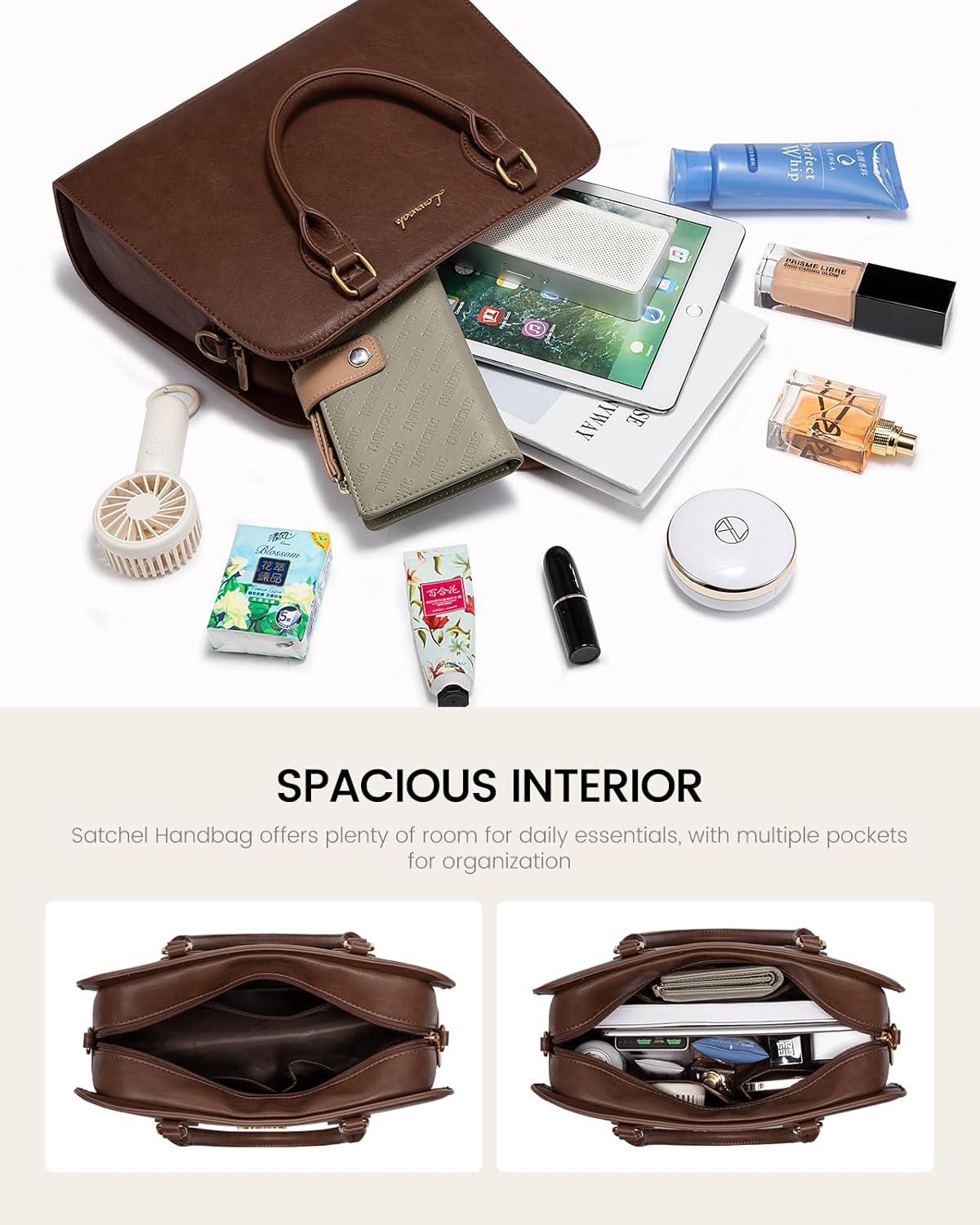 LOVEVOOK Purses and Handbags for Women, Vintage-Style Leather Top Handle Shoulder Bag Satchel Tote Crossbody Purse for Ladies - Image 4