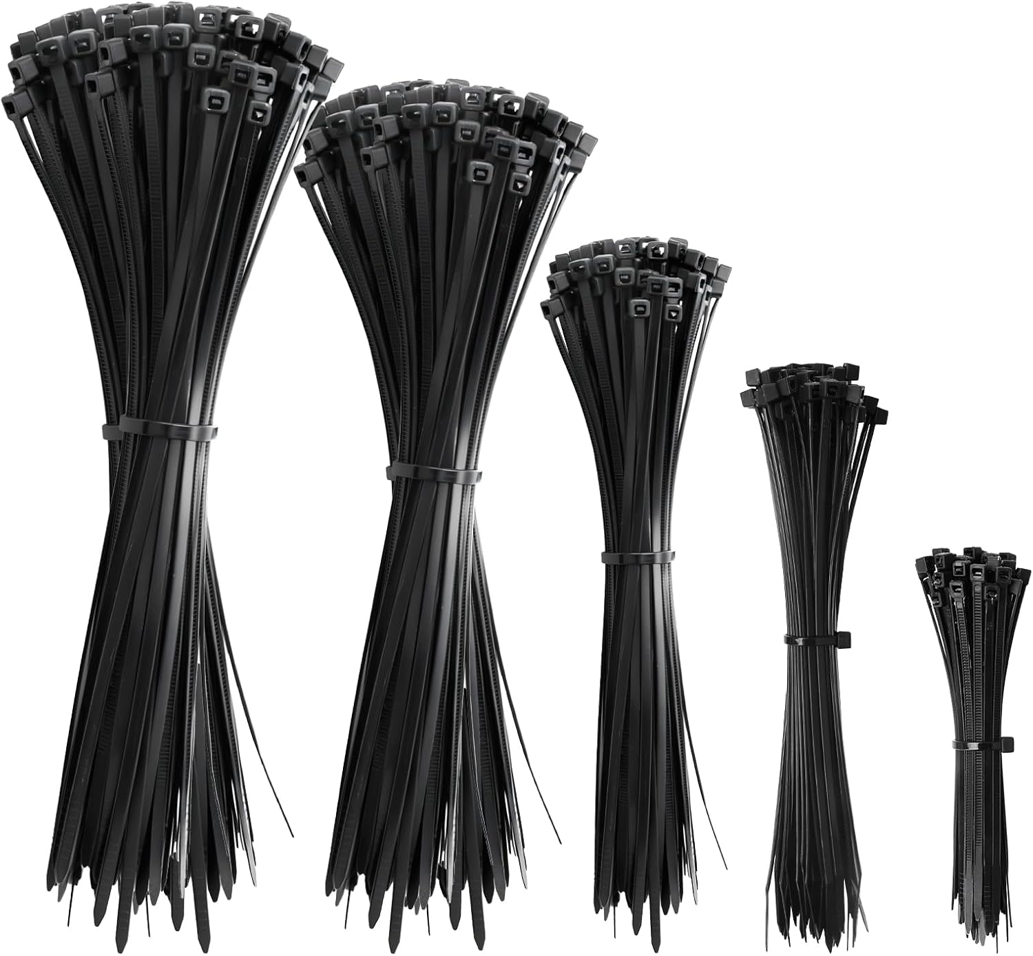 APIELE Cable Zip Ties 600 Pack WHITE Assorted Sizes 4 6 8 10 12 inch Multi-Purpose Self-Locking Nylon Cable UV Resistant Wire Ties for Indoor & Outdoor Home Office Garden Workshop