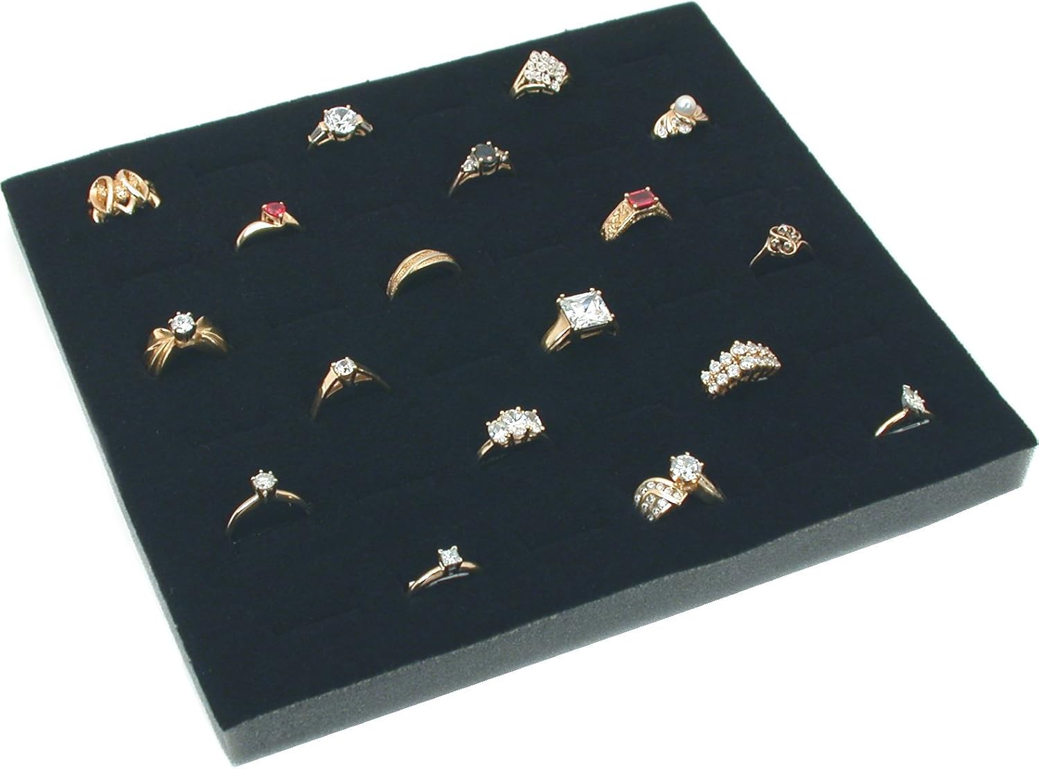 Glass Top Display Case 36 Slot Ring Insert Liner New, Storage Jewelry Box Holder