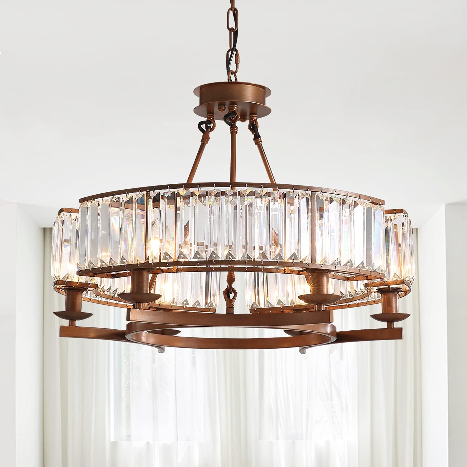 Product Deal NOXARTE Crystal Round Chandelier Light Fixture Wheel Pendant Light Brown Hanging Ceiling Lighting for Living Dining Room Farmhouse Get Popular Offer NOXARTE Crystal Round Chandelier Light Fixture Wheel Pendant Light Brown Hanging Ceiling Lighting for Living Dining Room Farmhouse