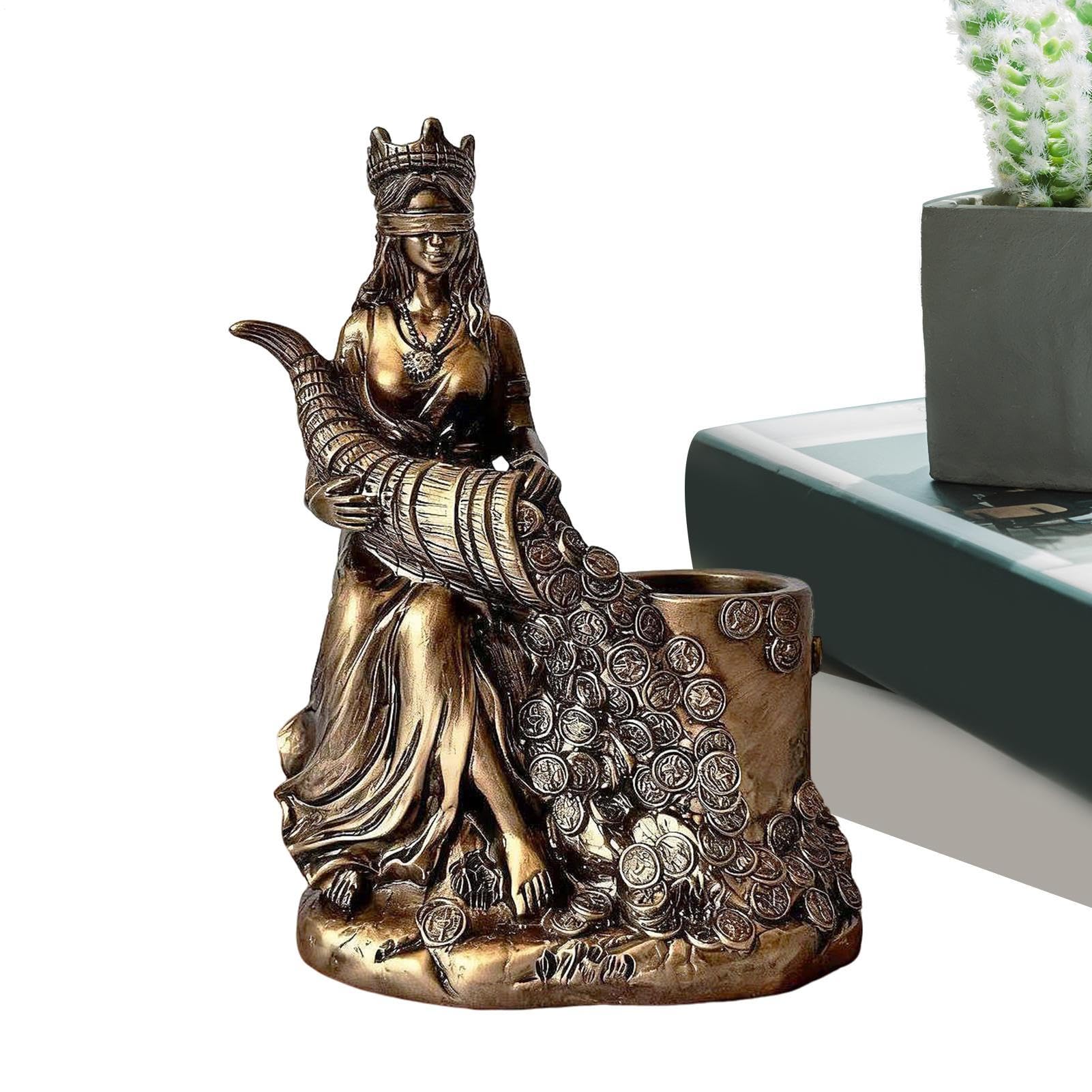 Estatua genérica de la de la riqueza – Titular de la pluma de la estatua de resina decoración,Escultura para decoración de interiores | para casa, estudio, oficina, entrada, mesa