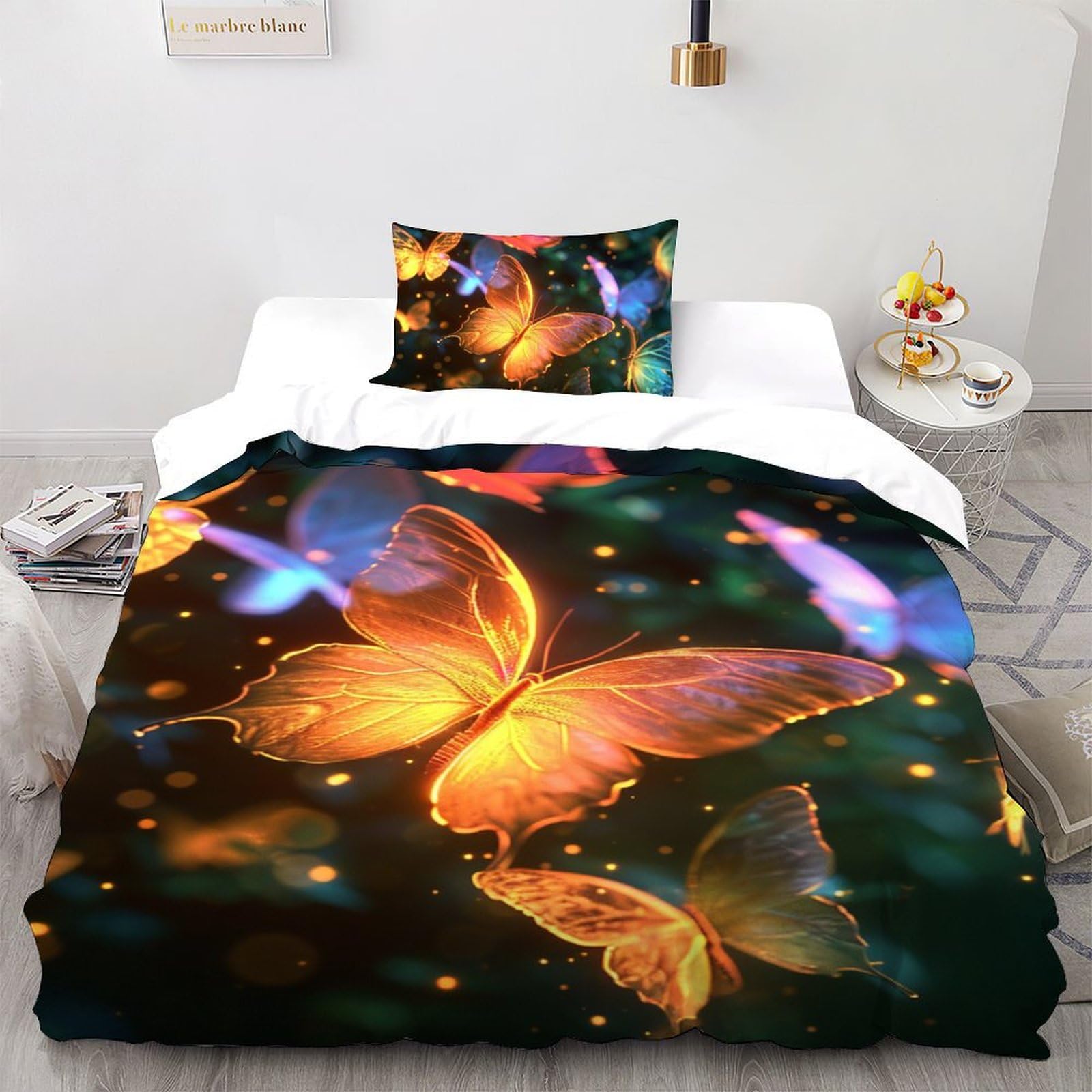 Housse de couette papillon en microfibre premium 2 pièces 135x200