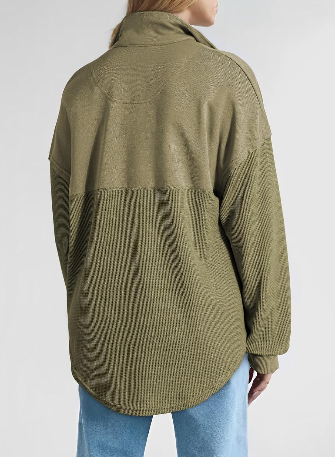 SHEWIN Womens Fall Sweatshirt Casual Waffle Knit Half Zip Pullover Loose Long Sleeve Tops - Image 3