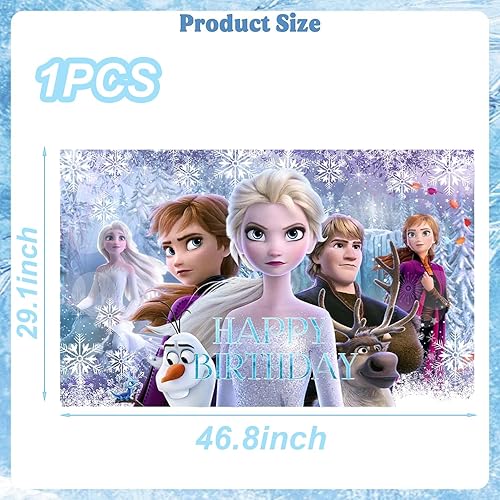 Miniatura 2 de 1 pancarta de decoración de fiesta de Frozen para fondo de fotografía para fiesta de cumpleaños de niños, accesorios de cabina de fotos de Frozen