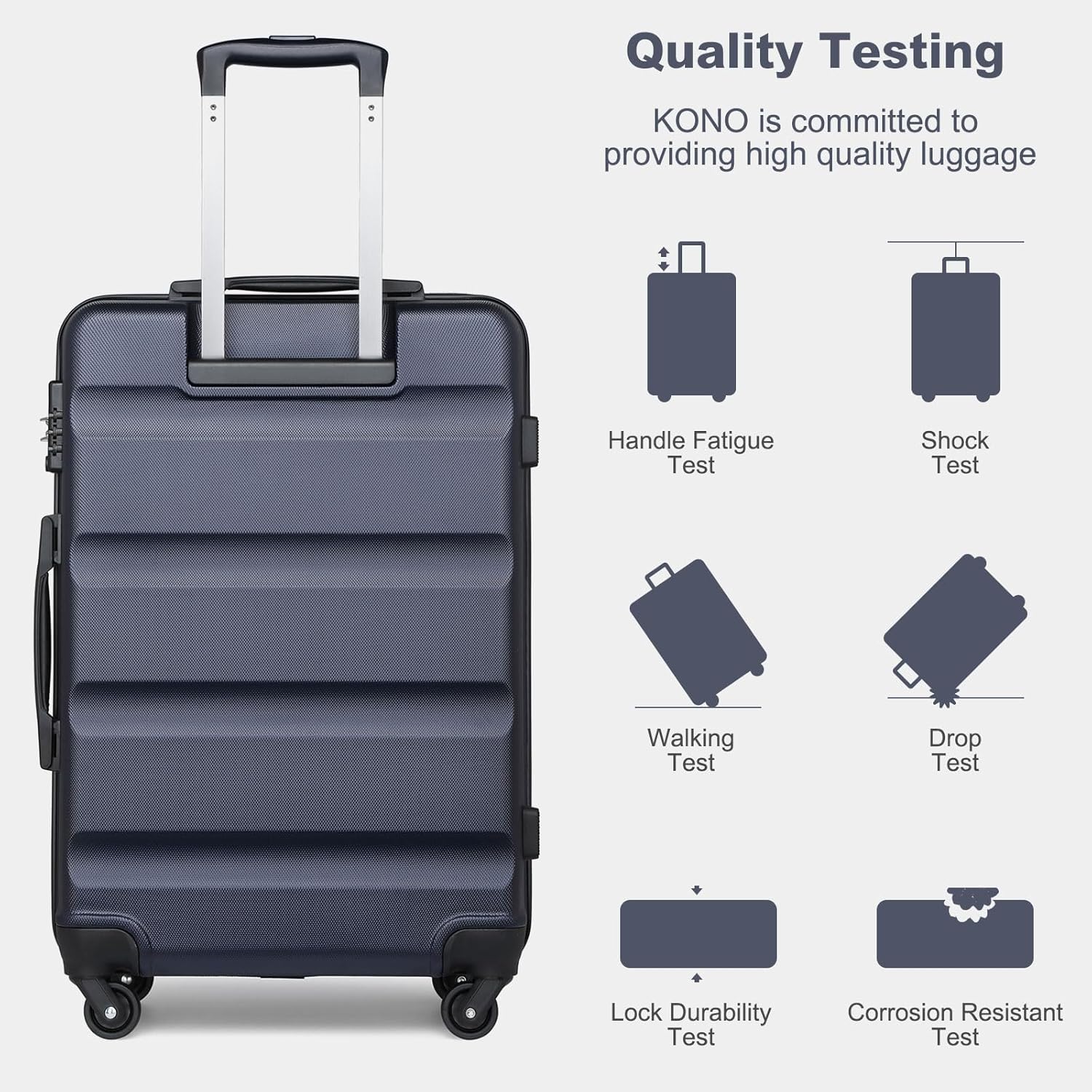 Kono Harde Schaal Bagage Set van 3 Build in TSA Slot 4 Wheeled