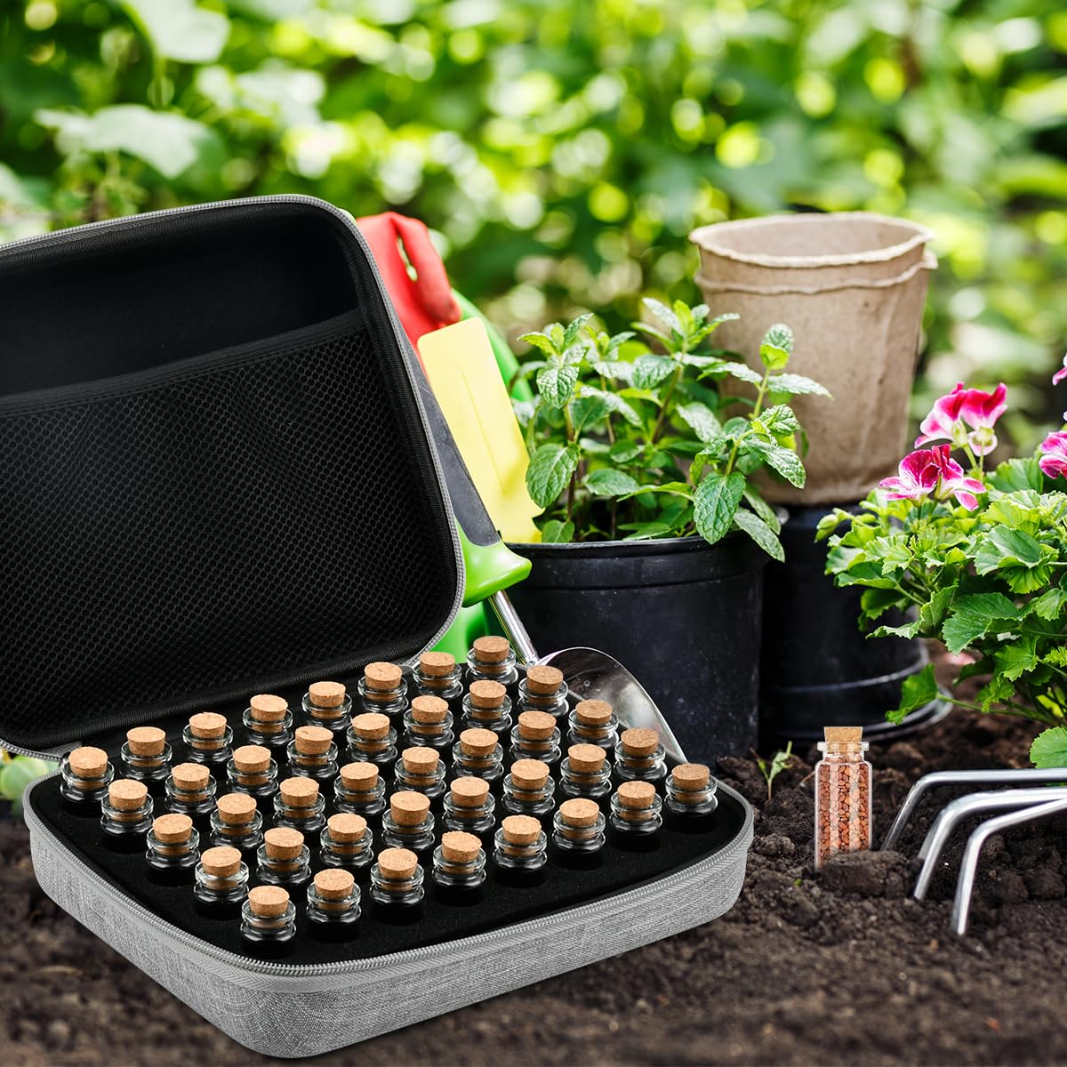 Boite à Graines Rangement Graine Potager Boîte de Stockage de Graines Organisateur de Semences Fentes Stocker sac Étiquettes Autocollantes pour Stocker Graine de Fleurs, Légumes et Plantes