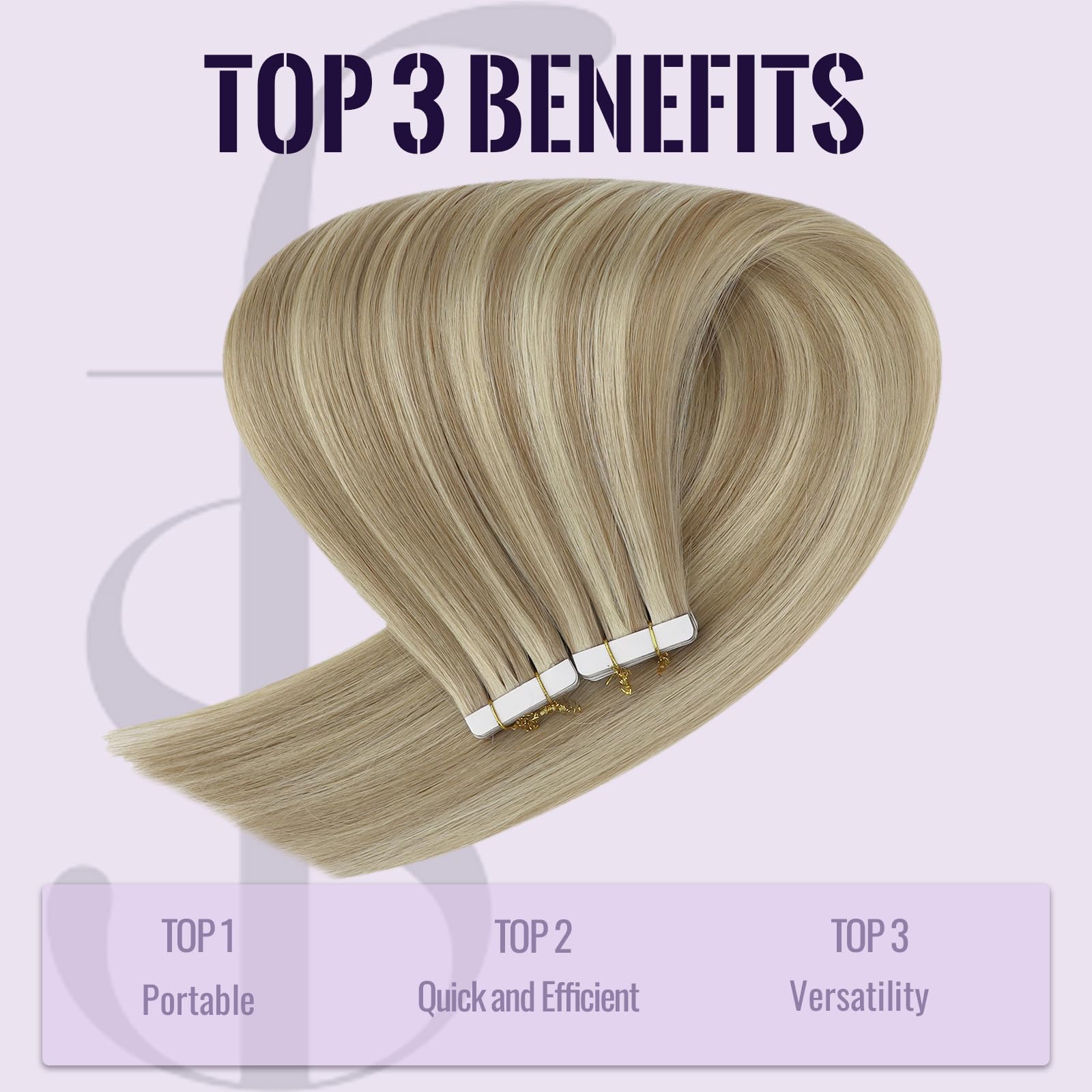 Fshine Biadesive Capelli Veri Extension 50g 45CM 20Pcs Extension Adesive Capelli Lisci Biondo Cenere Scuro Con Highlighted Del Biondo Dorato Extension Tape Capelli Invisibili 16P22