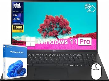 LG Gram 15 Lightweight Laptop, 15.6" FHD Touchscreen, Intel 16-Core Ultra 7-155H, 16 GB LPDDR5X-6400 MHz, 1 TB SSD, Intel Arc GPU, Backlit Keyboard, Wi-Fi 6E, Windows 11 Pro + Designed Accessories