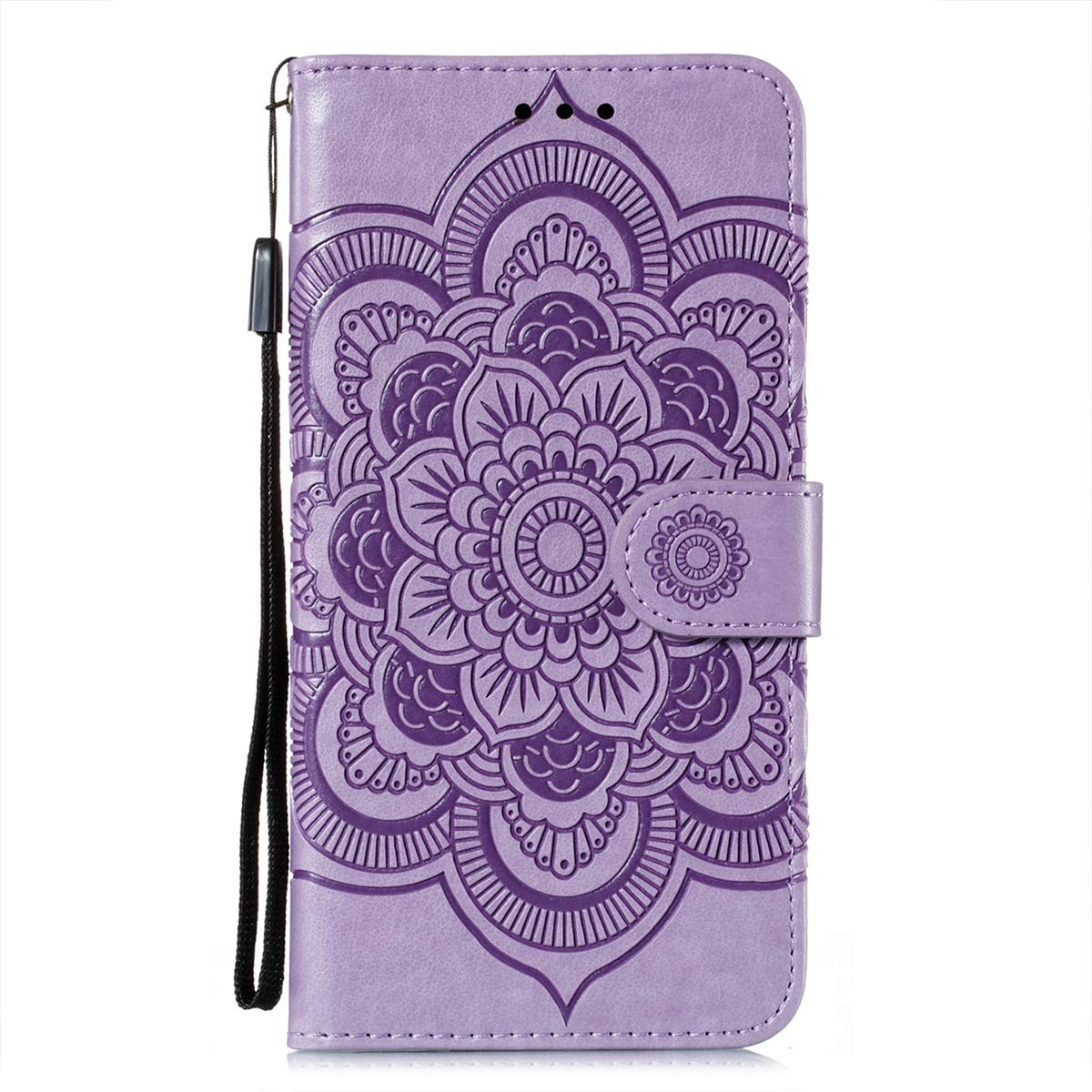 OOPKINS PU Leather Case Compatible with iPhone 13 Mandala Embossed Design Phone Case Flip Notebook Wallet Card Slot Holder Magnetic Stand Cover for iPhone 13 Mandala Purple LD