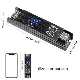 24V Power Supply, 2.5A 60W Switching Power Supply, AC 100-250V to DC 24V Converter Adapter, Slim 24 Volt LED Driver Transformer for Strip Lights, Lighting Fixture, Industrial Project, Radio
