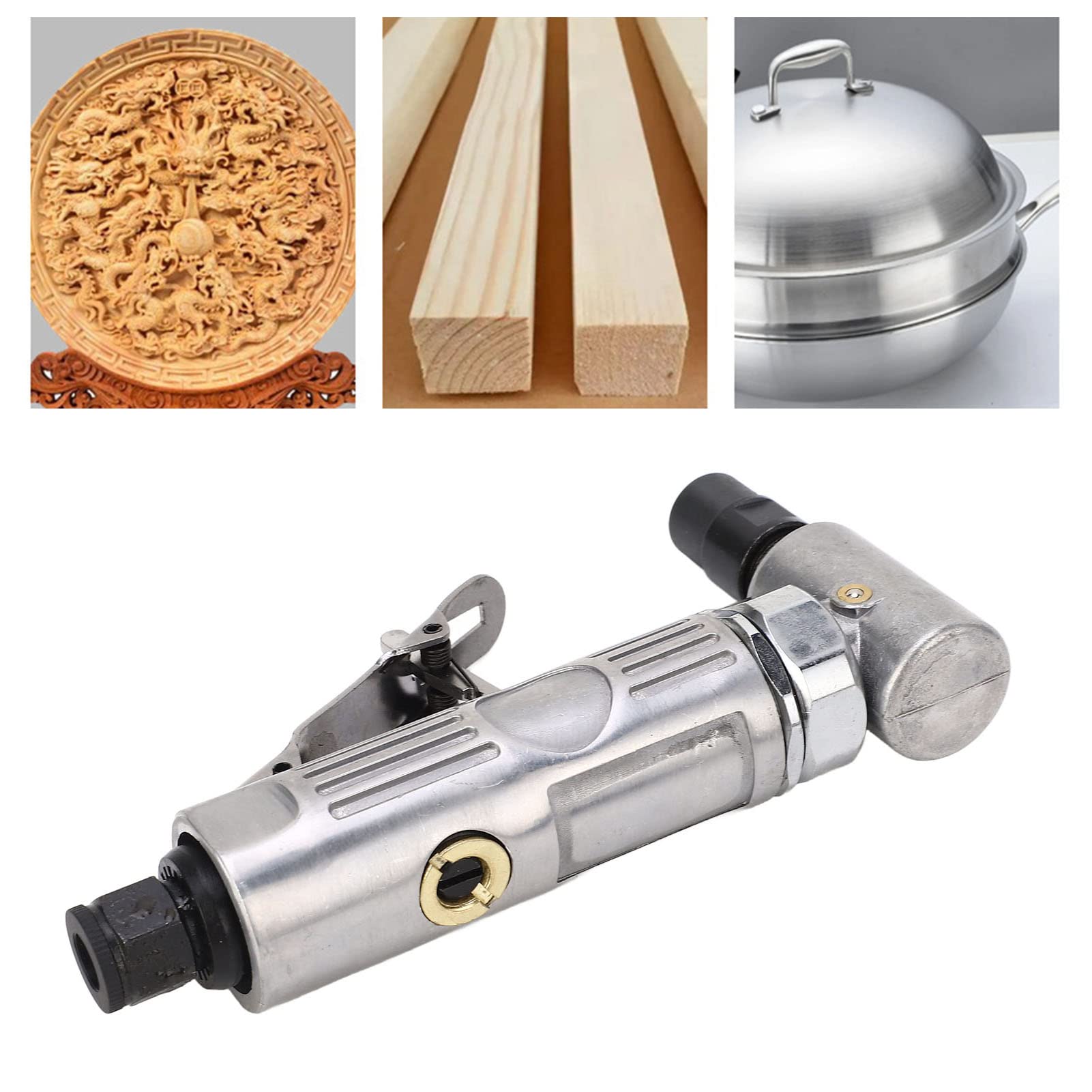 Die Grinder 90° 20000RPM Speed Pneumatic Grinder for Polishing, Zinc Alloy and Tungsten Steel Construction, Includes Chuck Sizes 1/4in and 1/8in, Ergonomic