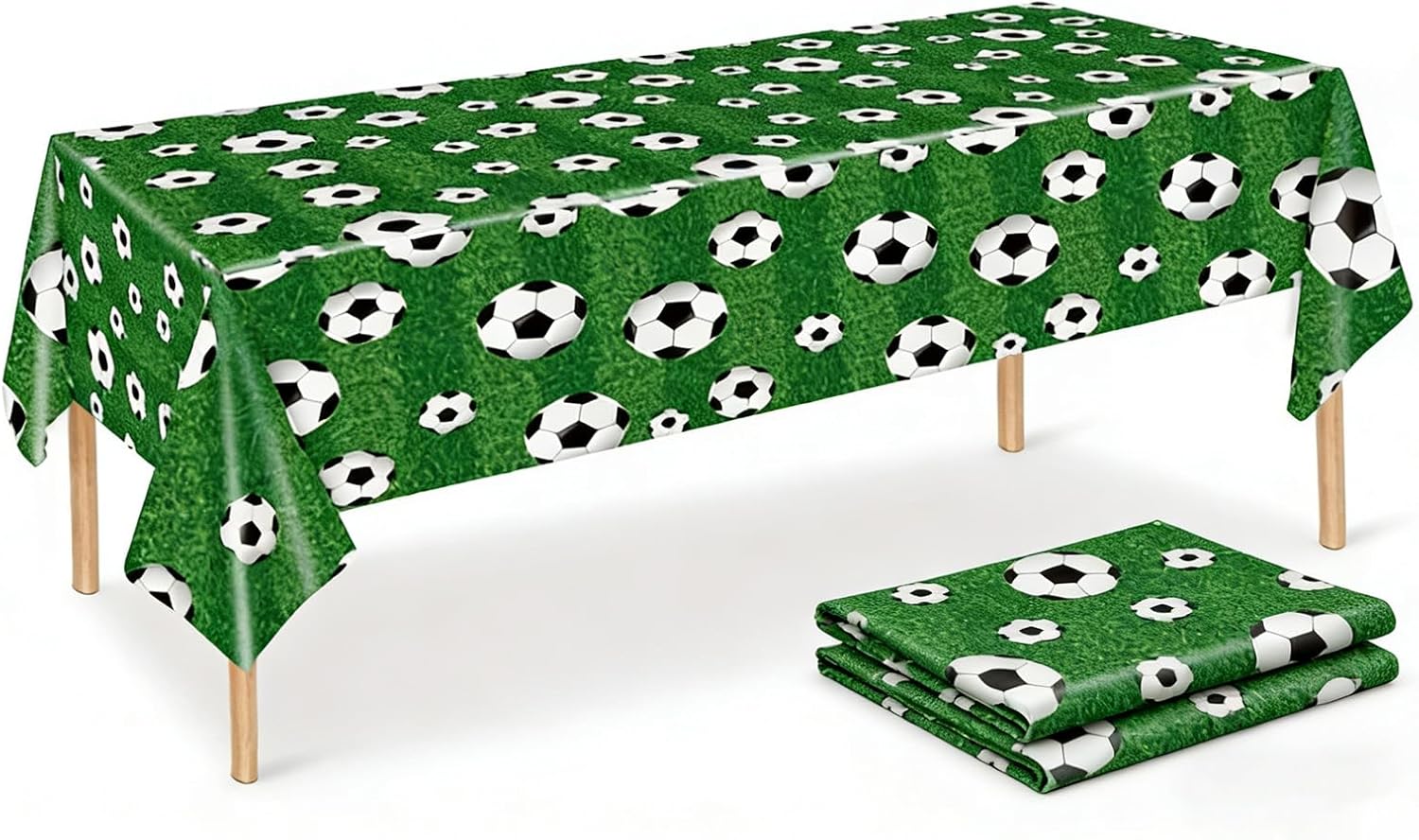 2 Pieces Soccer Tablecloth for Baby Shower Party Decorations, Disposable Table Cover for Sport Soccer Themed Party, Game Day Decor, Outdoor Party Supplies