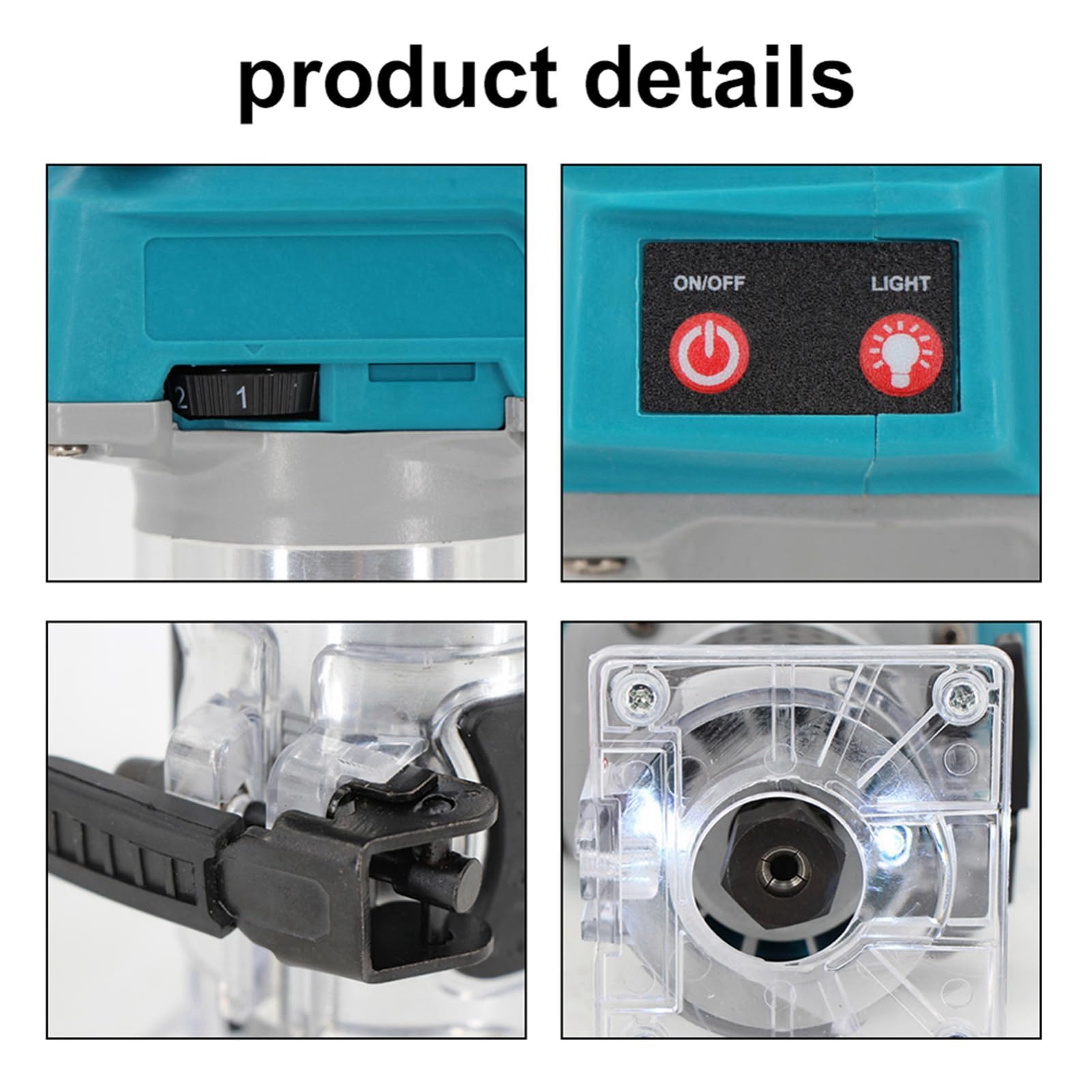 Karlak Fresadora de Madera, Cortadora Eléctrica de 600 W, 18000 Rpm, Velocidad Ajustable de 6 Niveles, Alimentada por Batería, para Carpintería, Procesamiento de Gabinetes (1)
