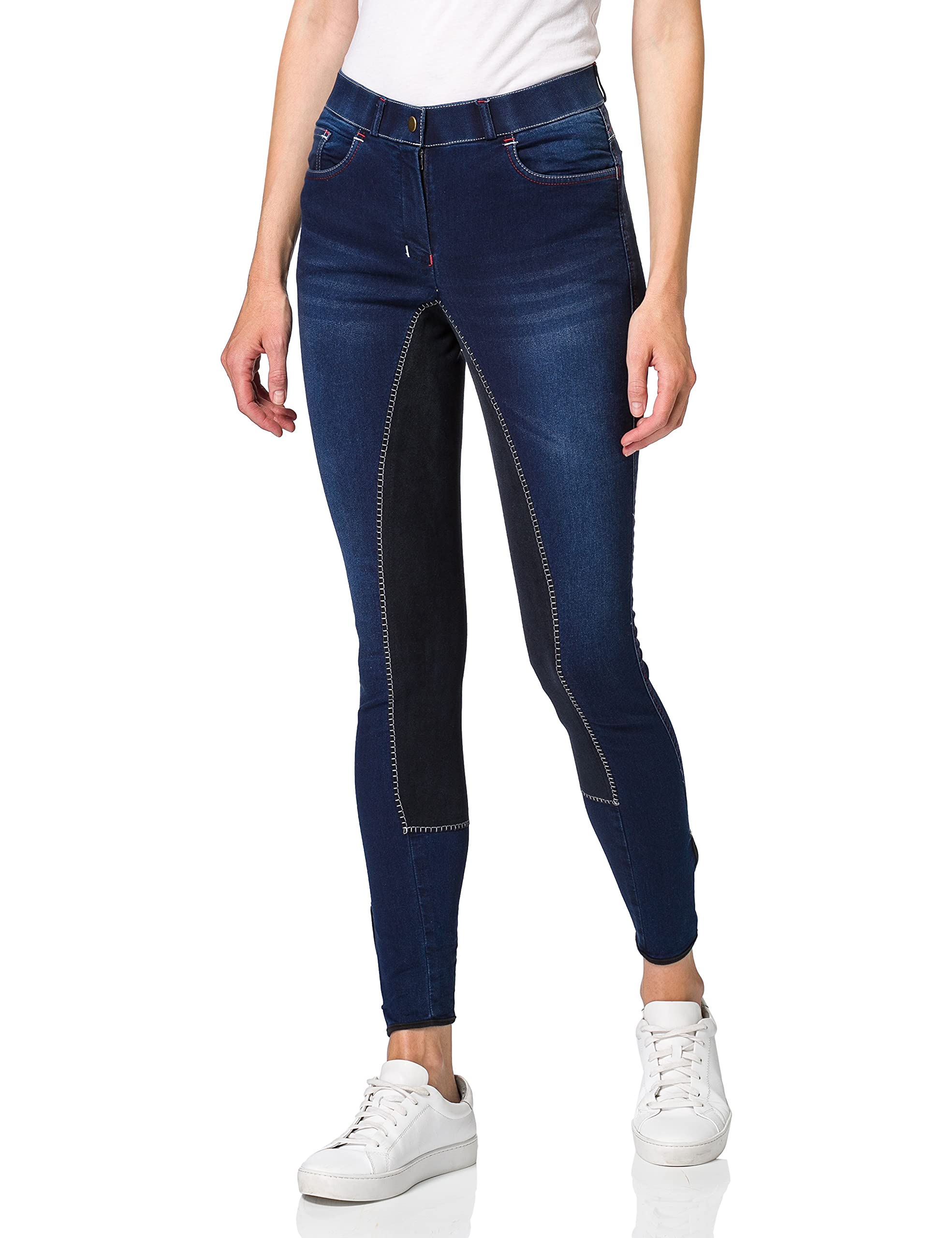 HKM Girl's Summer Denim 3/4 Alos seat Riding Breeches, Jeans Blue/Deep Blue, 12/13 Years