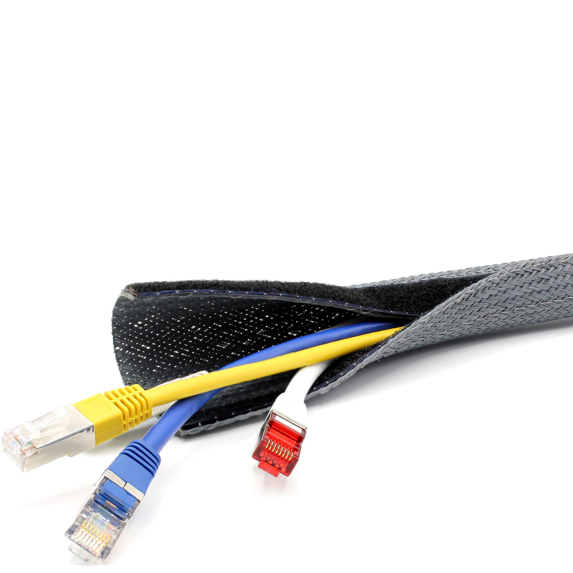 Tubo Proteggi Cavi In Tessuto Con Velcro, 2 Metri, Diametro Estensibile 15-35 Mm, Nero/grigio, Resistente Al Calore