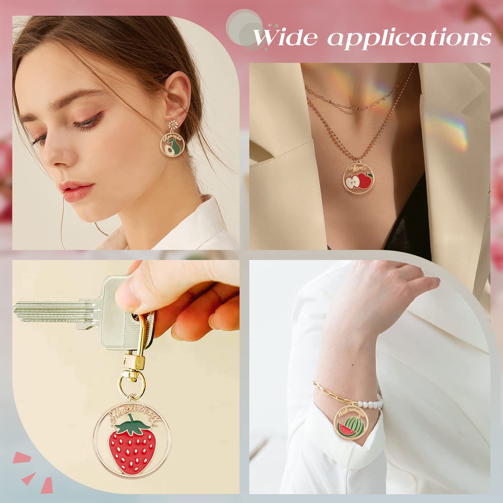 SUNNYCLUE 1Scatola 30pcs Frutta Smalto Pendenti Frutta Charms Fragola Ciliegia Anguria Avocado Ciondolo di Fascino per La Creazione di Gioielli Charms Orecchini Fai Da Te Braccialetto Collana Donne