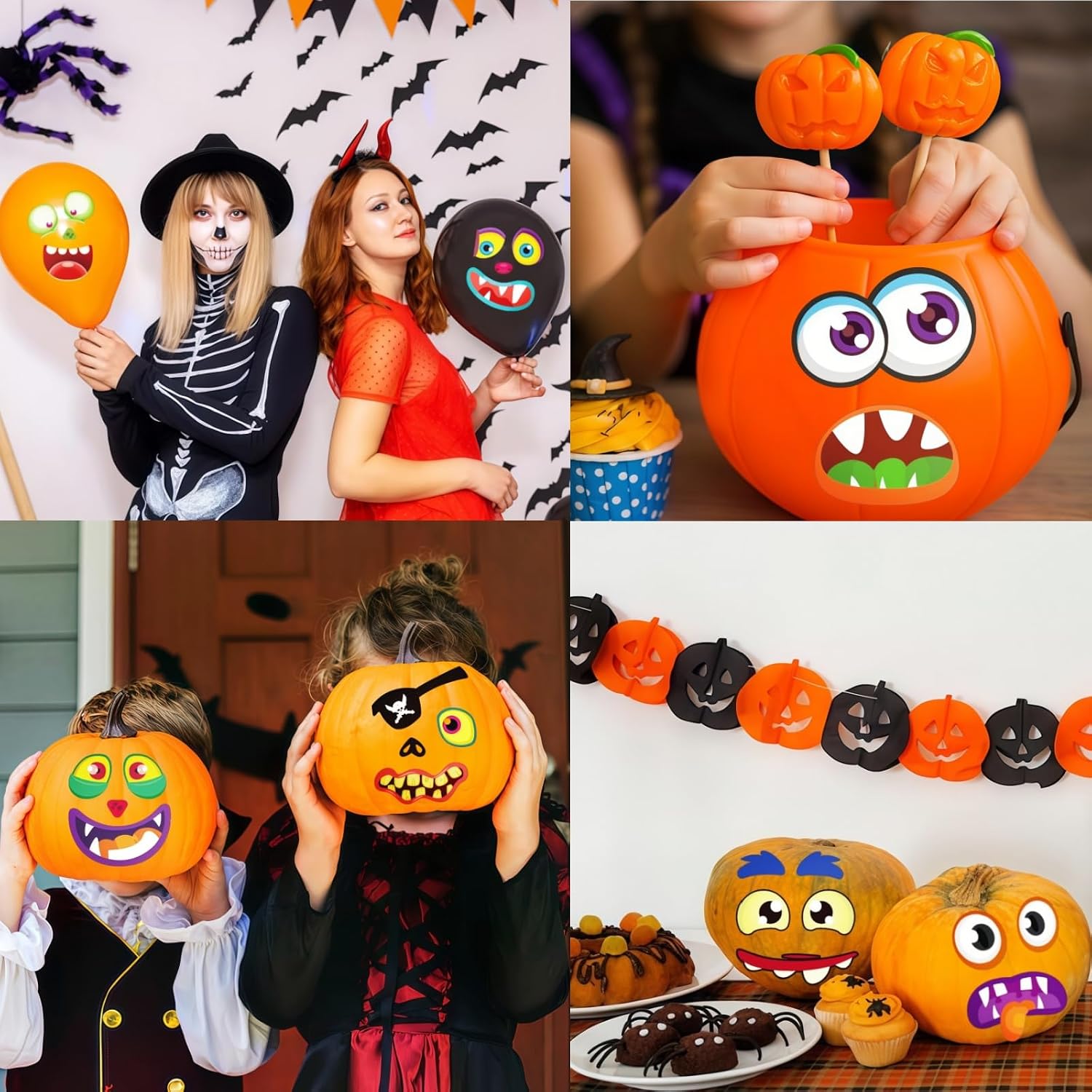 88 Pack Pumpkin Decorating Stickers Kit, Halloween Pumpkin Face Stickers image 5