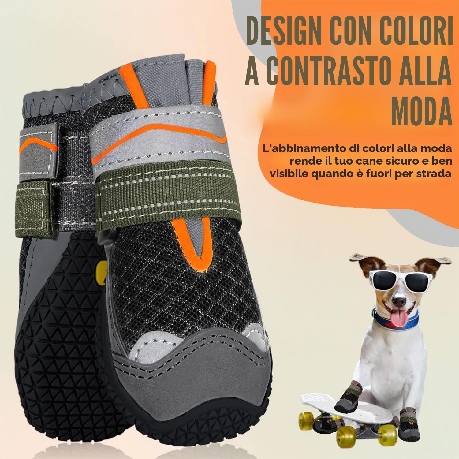 SlowTon Stivali per Cani, Protettore Traspirante della Paw del Cane, Doppio Regolabile e Lavabile Antiscivolo Scarpe per Cani con Striscia Riflettente, Comodi Stivali da Passeggio del Cane per Cani