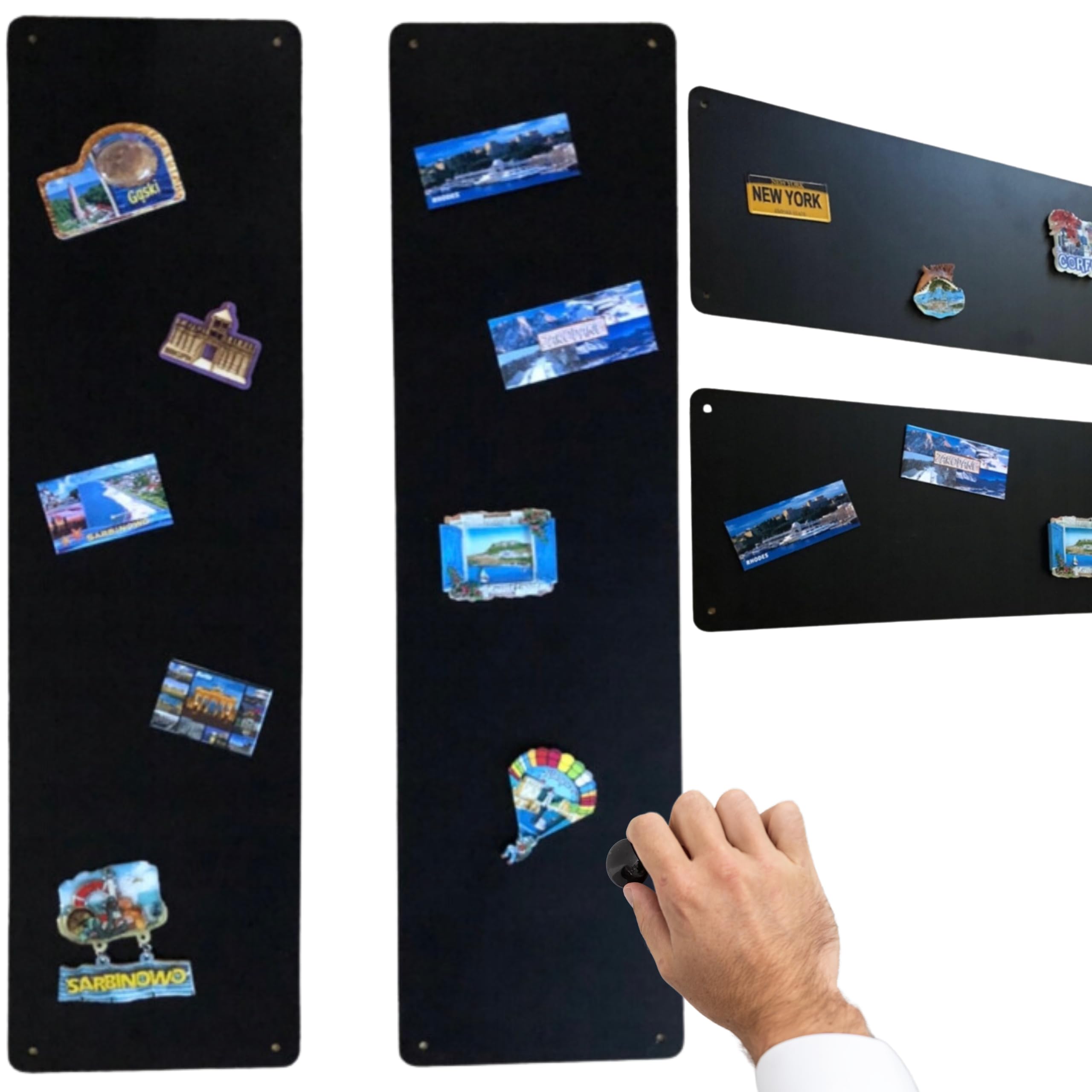 2 x Lavagna Magnetica da Parete in Acciaio Nera 80x22 cm, Black Memo-Board, Pannello Magnetico per Calamite, Lavagna da Cucina, Ufficio, Camera dei Bambini