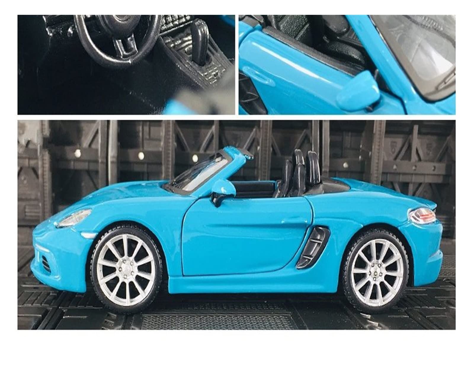 Modelo De Coche De Aleación De Metal 1:24 para Porsche 718(Blue)