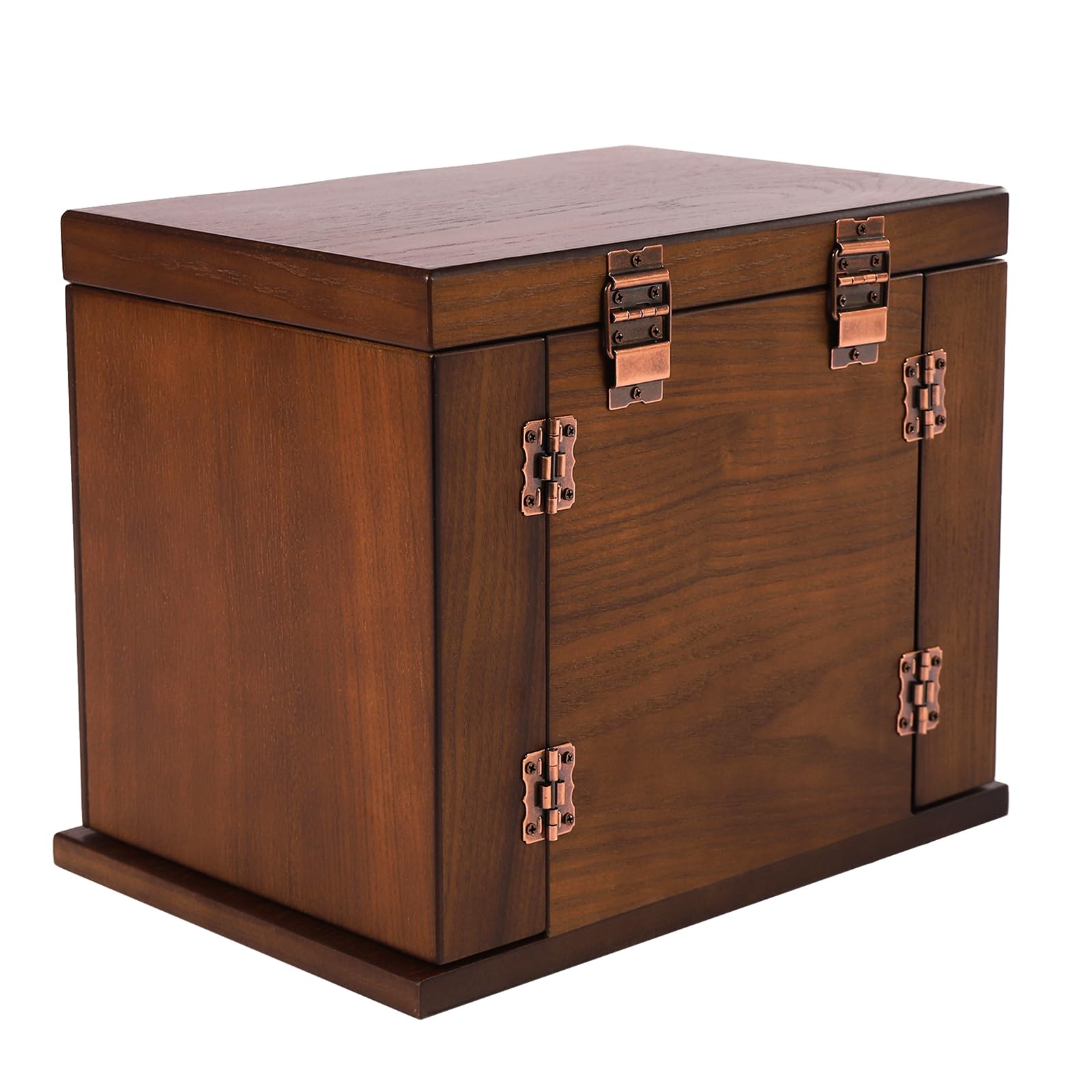 5 Schichten Schmuckkasten Holzschmuckbox mit Spiegel Schmuckschatulle Schmuckaufbewahrung Schachtel Abschließbar Aufbewahrungsbox Holz Schmuckkoffer für Ohrringe, Halsketten, Armbänder, Ringen
