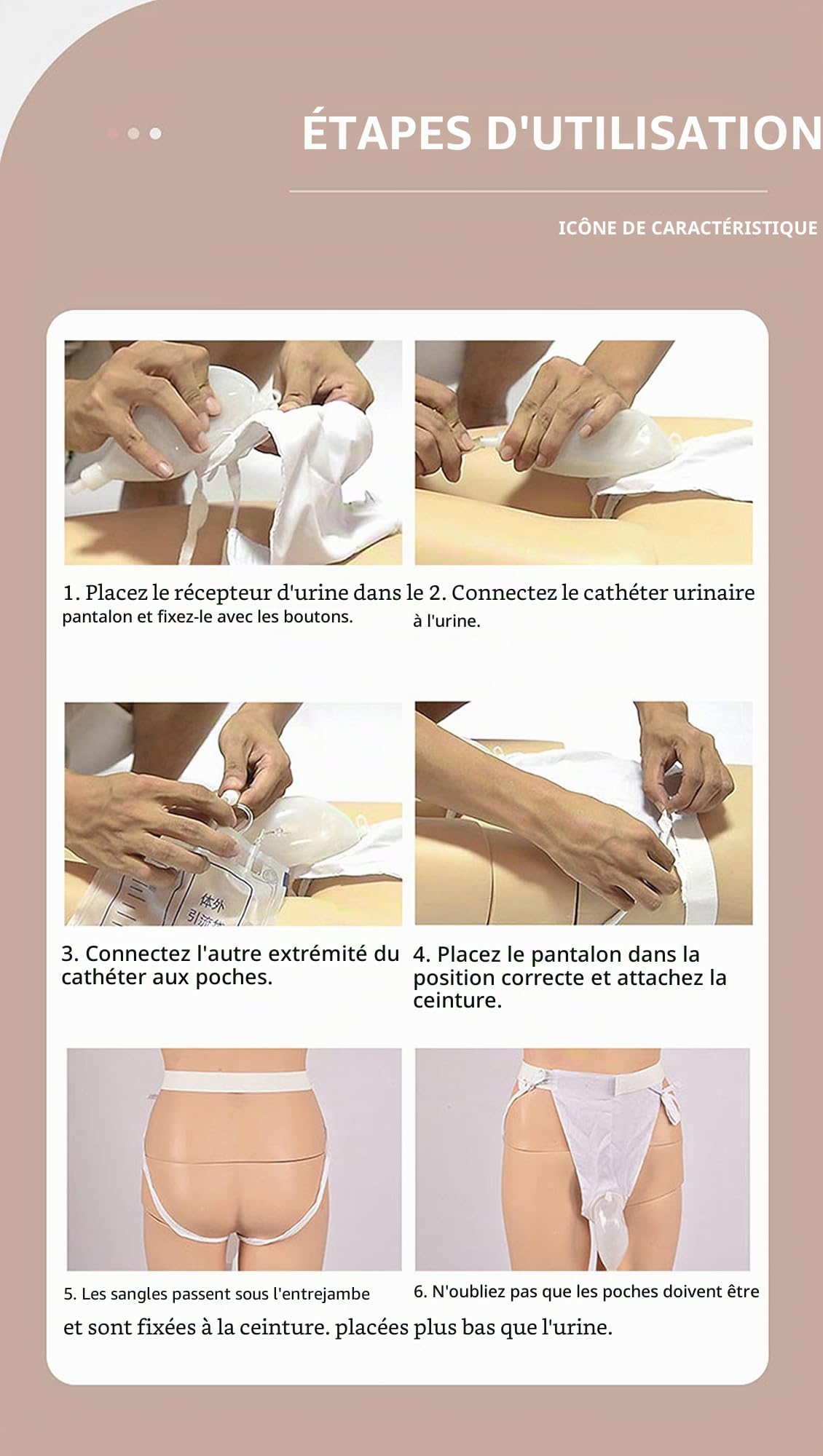 Sac d'urine réutilisable pour homme et femme, collecteur d'urine, urinoir en silicone, adultes, homme, femme, sac à pipi âgé, urinoir avec sacs d'urine, utilisation en extérieur (Elderly Men Type)