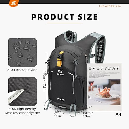 Miniatura 6 de SKYSPER Mochila de senderismo pequeña  Mochila de viaje de 15 L, ligera, resistente al agua, mochilas de senderismo para mujeres y hombres,
