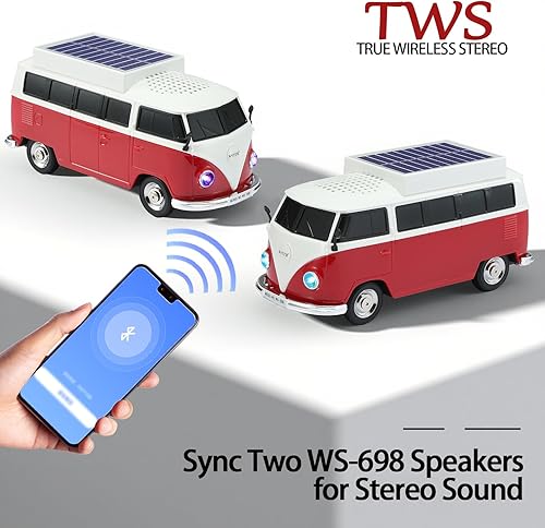 Miniatura 5 de Colección de altavoces Bluetooth modelo de automóvil  Altavoces inalámbricos portátiles con sonido HD, luces LED de fiesta, radio FM, TWS estéreo,