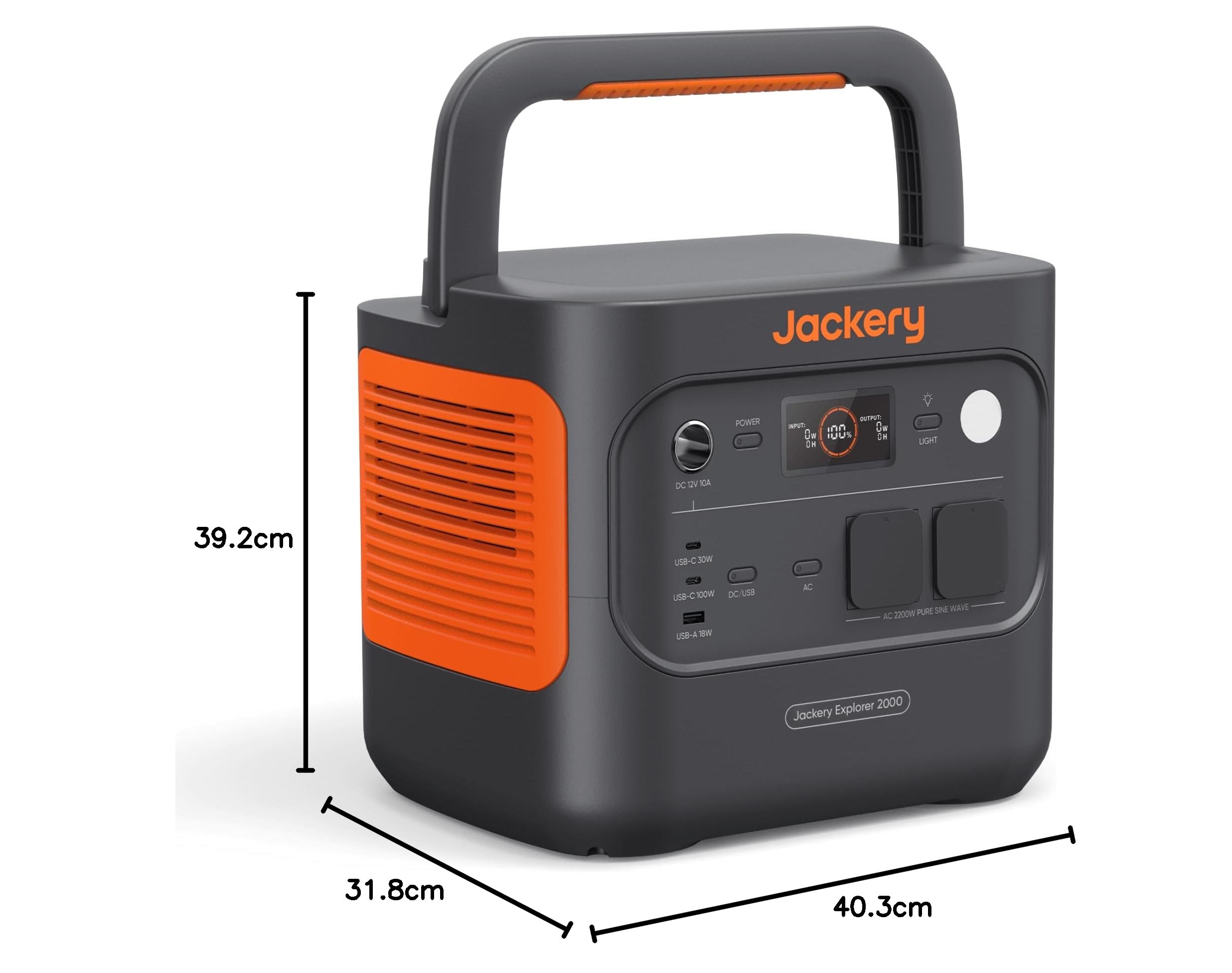 Jackery Explorer 2000v2 Générateur Électrique Portable, 2042Wh LiFePO4 Batterie, 2200W Grande Puissance (Max 4400W) Générateur Solaire, Charge Rapide de 0-80% en 52 Min pour Camping, RV, Urgence