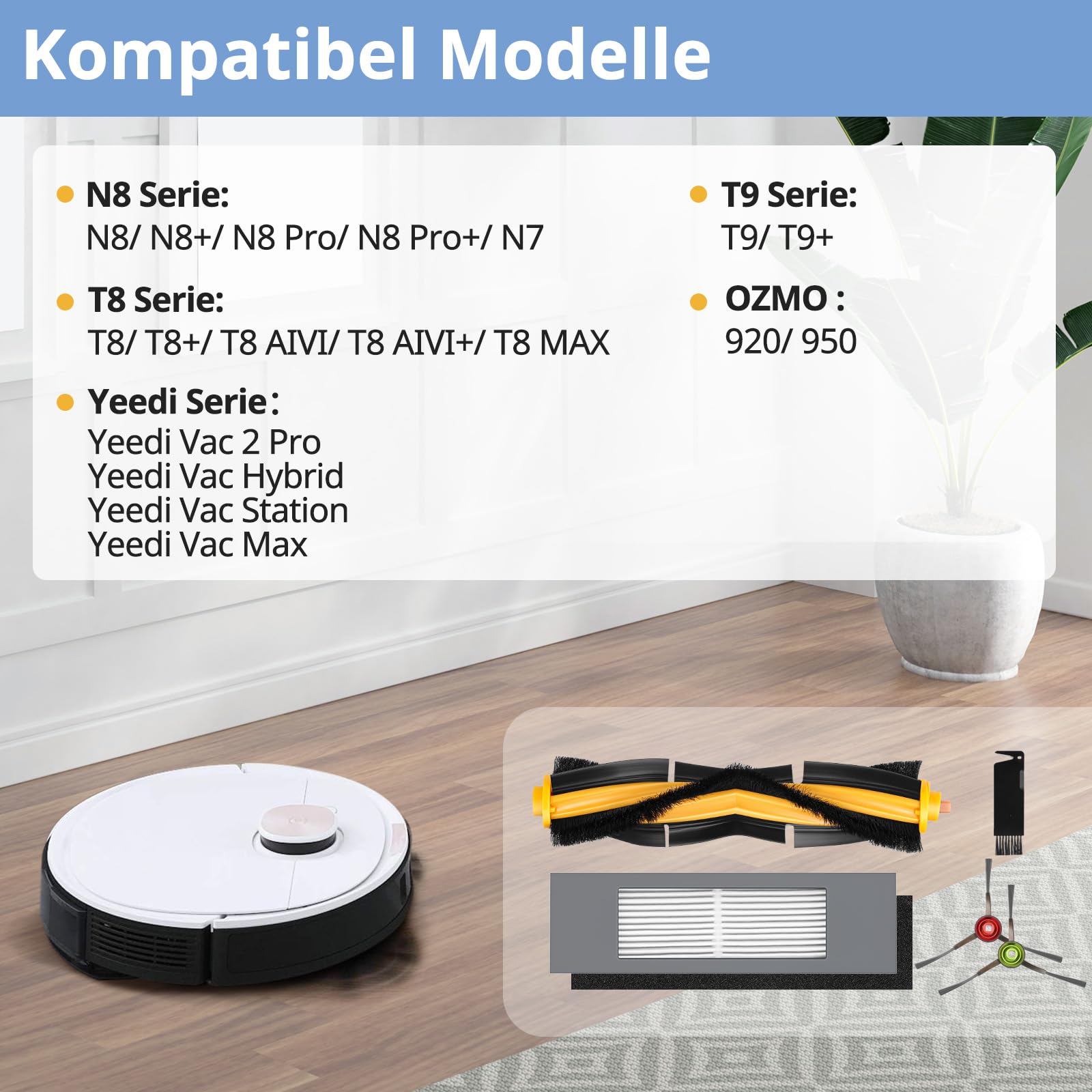 26 Pezzi Kit Ricambi Per Ecovacs Deebot N10+/N8+/T8+/T9+ – Spazzole, Filtri, Sacchetti E Panni