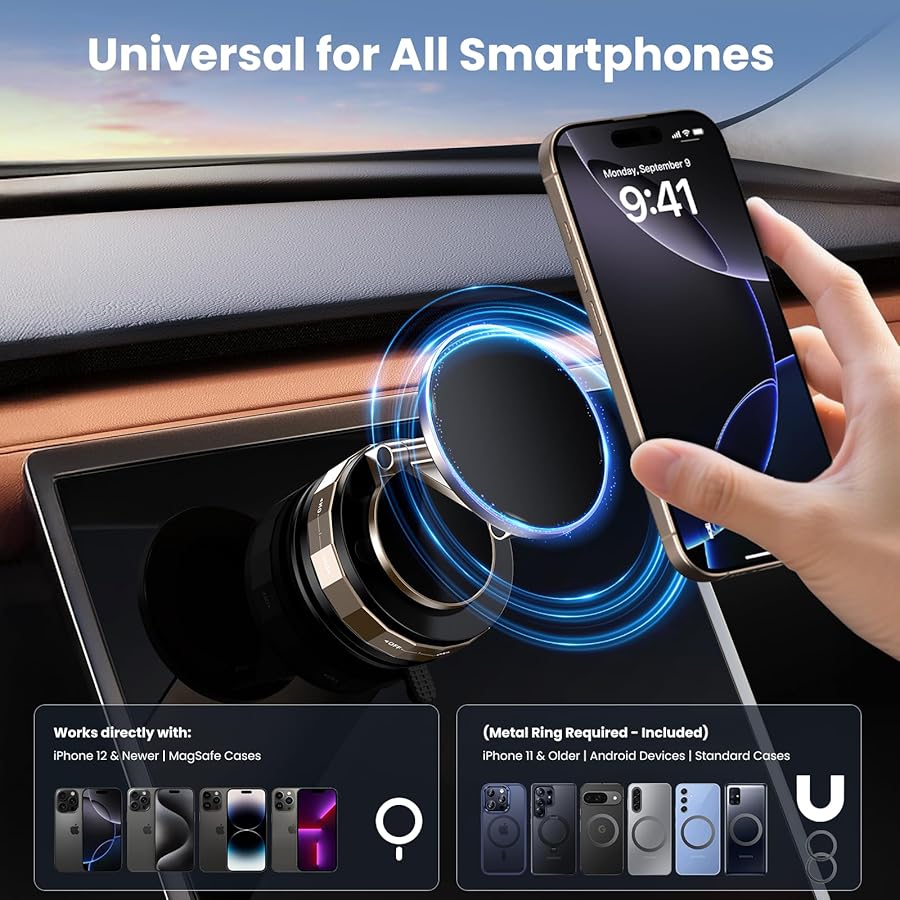 TECKNET Vacuum Magnetic Phone Holder - Upgraded 360° Adjustable Nano Gel Suction Cup Phone Holder for MagSafe, Car Mount for Car/Gym/Kitchen, Compatible with iPhone, Android and All Smartphones - image 6