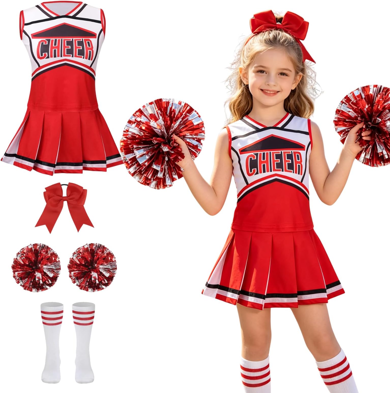 yolsun Girls Cheerleader Costume Kids Cheerleading Uniform for Halloween