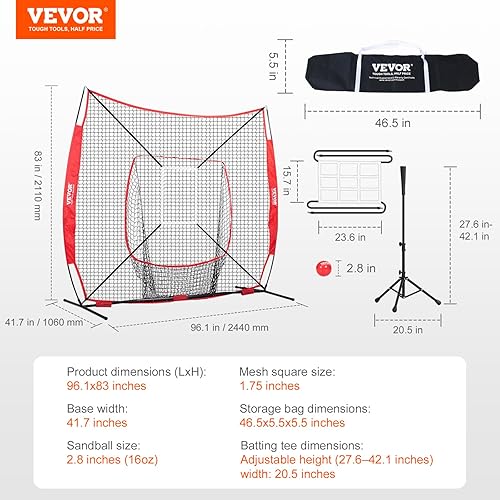 Miniatura 8 de VEVORPortable Baseball Training Net for Hitting