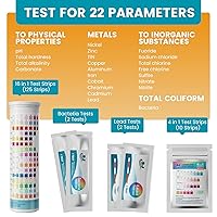 Vista 2 de Kits de prueba de agua potable SJ WAVE 16 en 1 - 100 tiras (10 tiras por sobre) Kits de prueba de agua para agua potable, grifo casero y agua