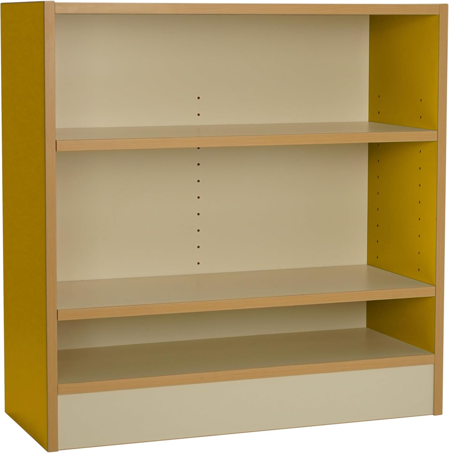 Factory Direct Partners FDP Laminate 2-Shelf Bookcase 30 inch Height; Organize Books, Toys, Games, Art Supplies, Durable, Sturdy Furniture for Home, Daycare, Preschool, Classroom - Almond/Yellow 2-Shelf Storage Almond/Yellow