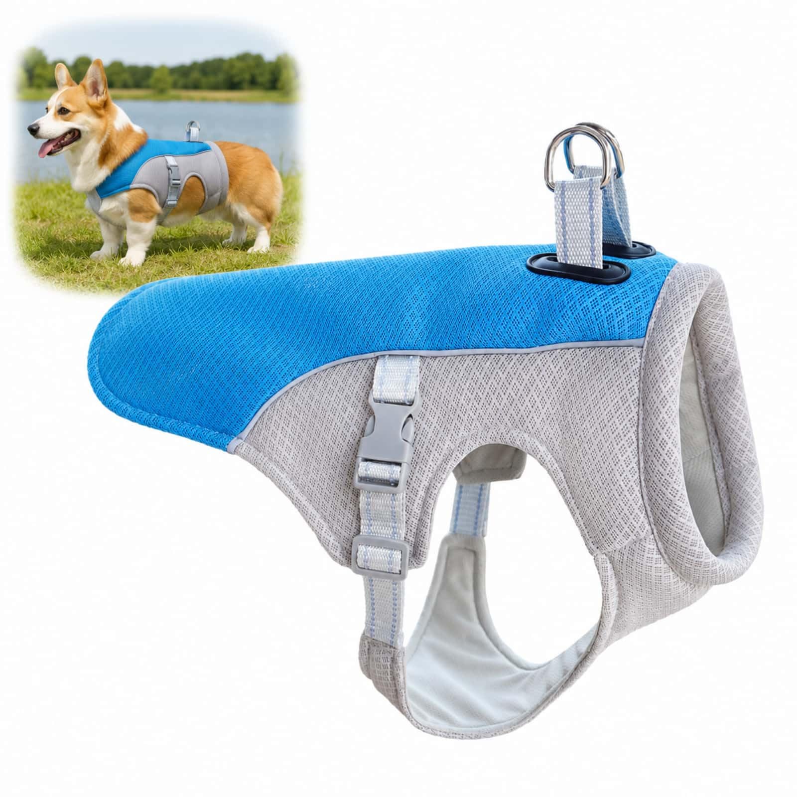 Dog Cooling Vest with Breathable Fabric and Adjustable Fit (Royal blue, S)
