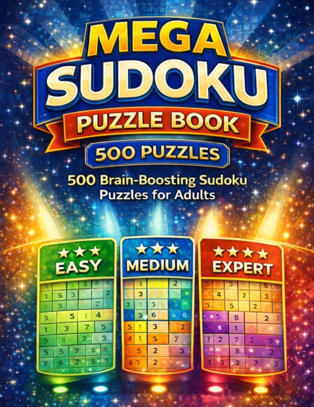 Mega Sudoku Puzzle Book: 500 Brain-Boosting Sudoku Puzzles for Adults: Easy, Medium, Hard & Expert Levels with Solutions