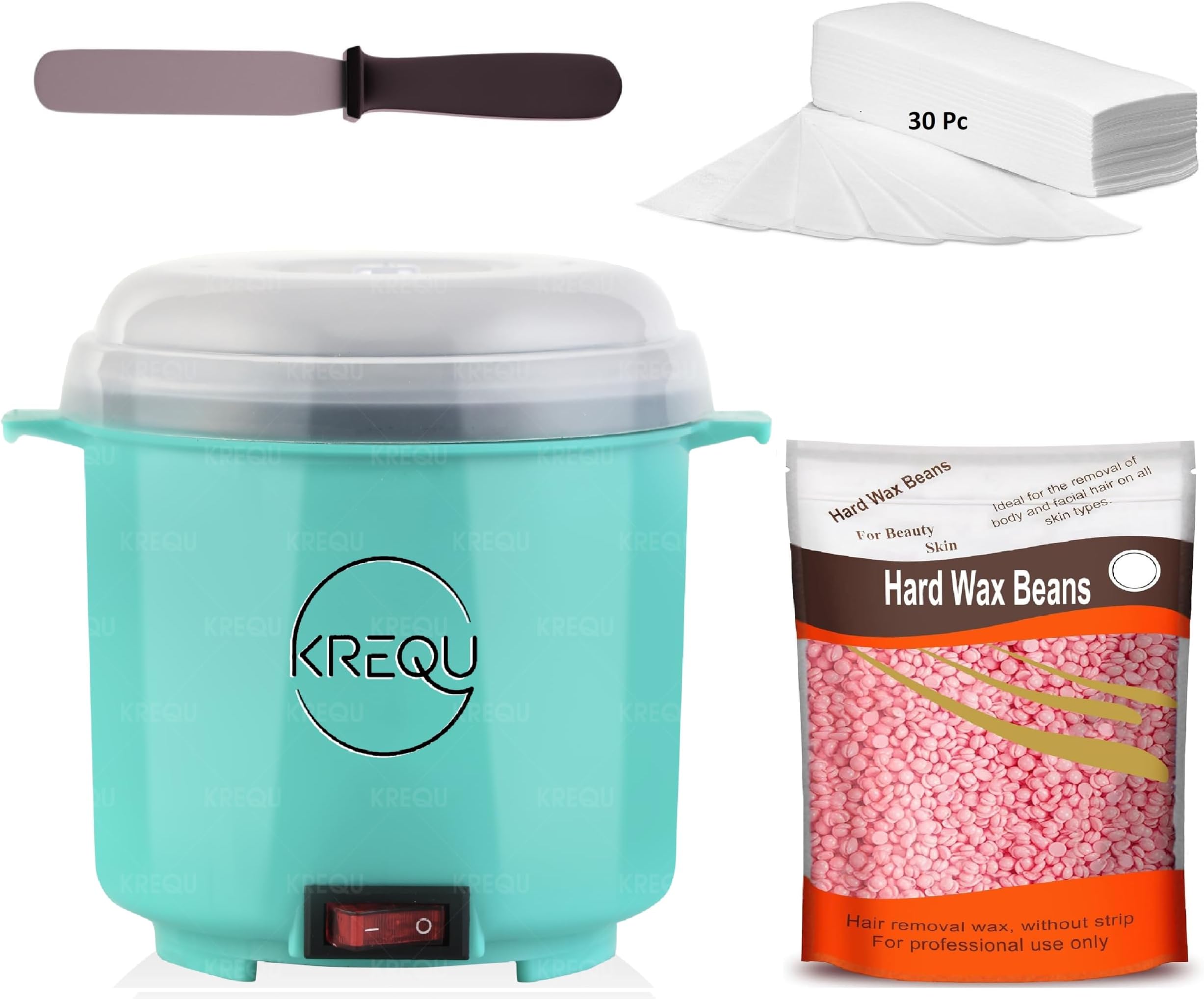 KREQU Wax Heater For Women, Waxing Kit Women All Skin Types Hands, Legs, Underarms, Bikini, Intimate Area Professional Wax Machine Waxing For All Skin Types ( Waxing Kit Combo) ( Wax Heater + Knife + Wax Beans + Strips )