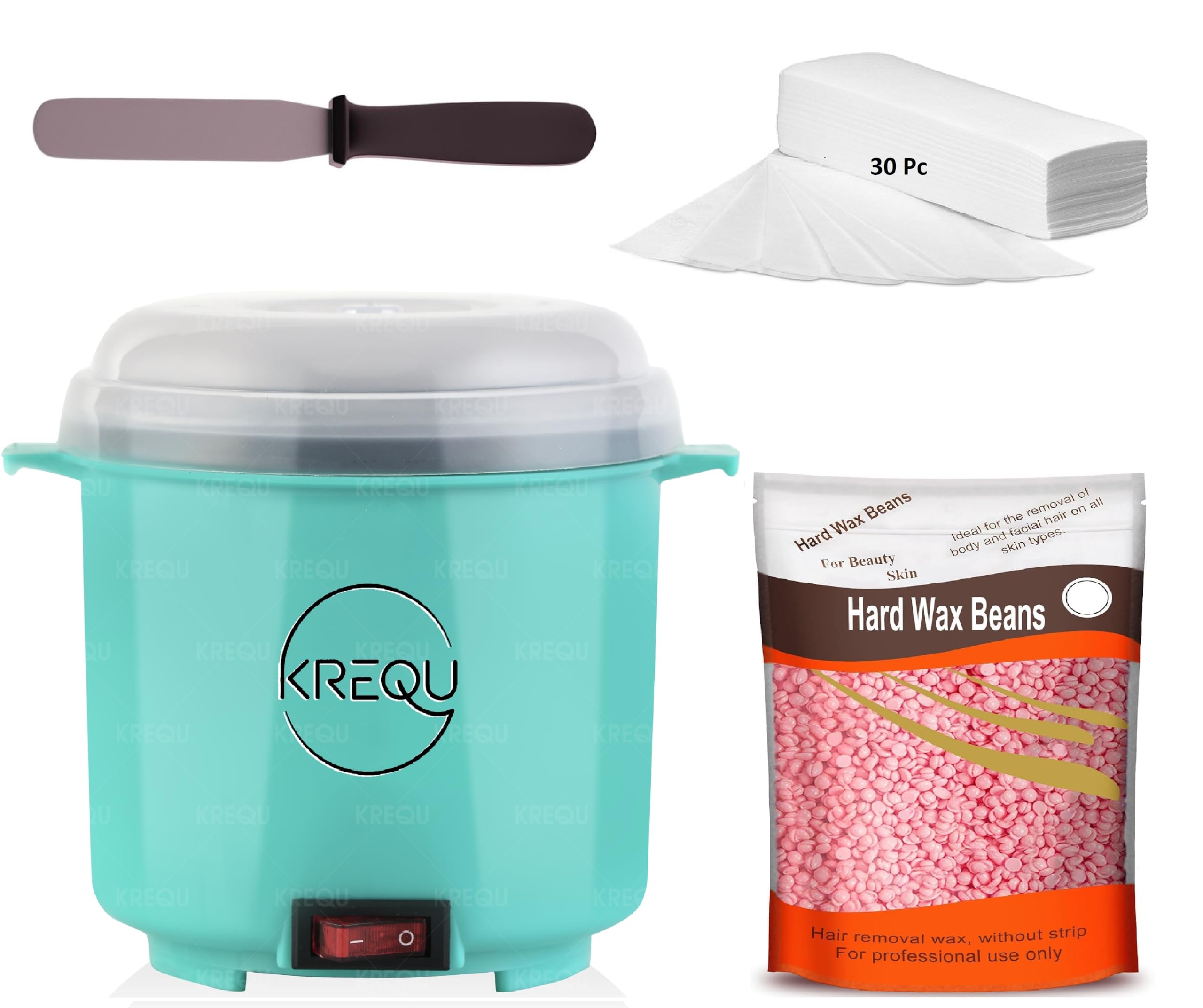 KREQU Wax Heater For Women, Waxing Kit Women All Skin Types Hands, Legs, Underarms, Bikini, Intimate Area Professional Wax Machine Waxing For All Skin Types ( Waxing Kit Combo) ( Wax Heater + Knife + Wax Beans + Strips )