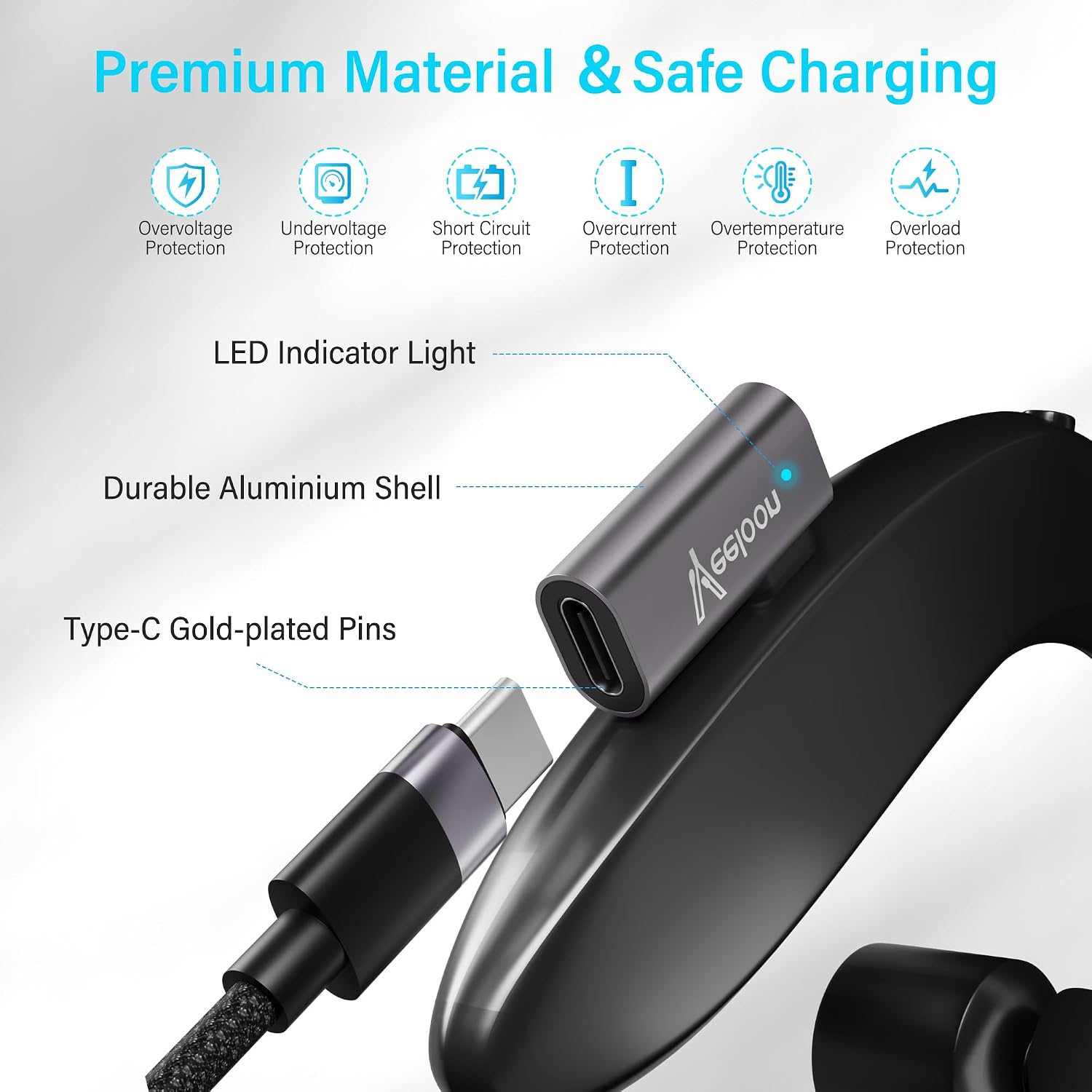 90 Degree Charger Adapter 4 Pack Replacement for Shokz Headphones, USB C Magnetic Charger Right Angle Converter, Compatible with Aftershokz Aeropex, OpenRun Pro/Air/Mini, Openswim Pro image 3