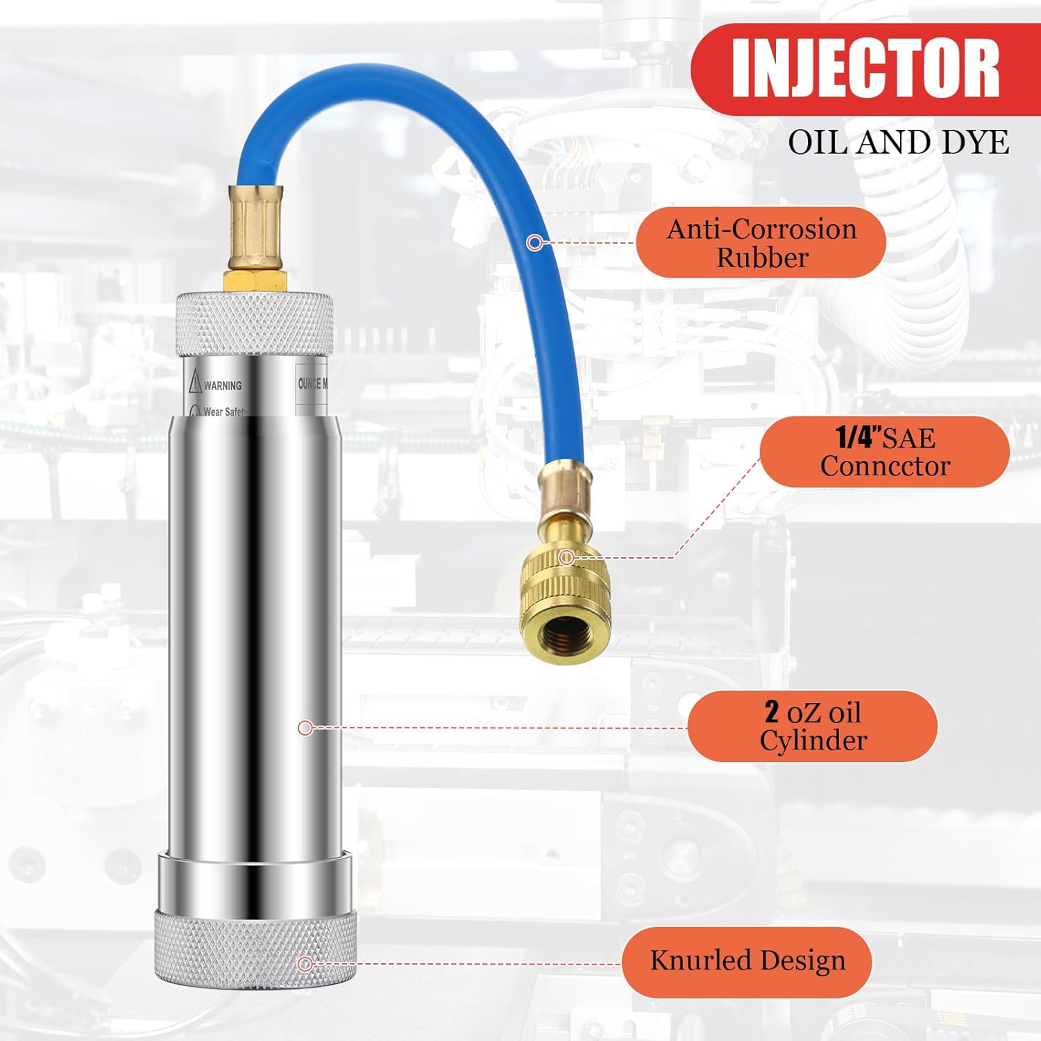 AC Leak Detector Kit, AC Oil Dye Injector Kit for R1234YF R134A R410A, Refrigerant Leak Detector Tool Set Low Side Quick Coupler Split Adapter Flashlight with Protective Glasses