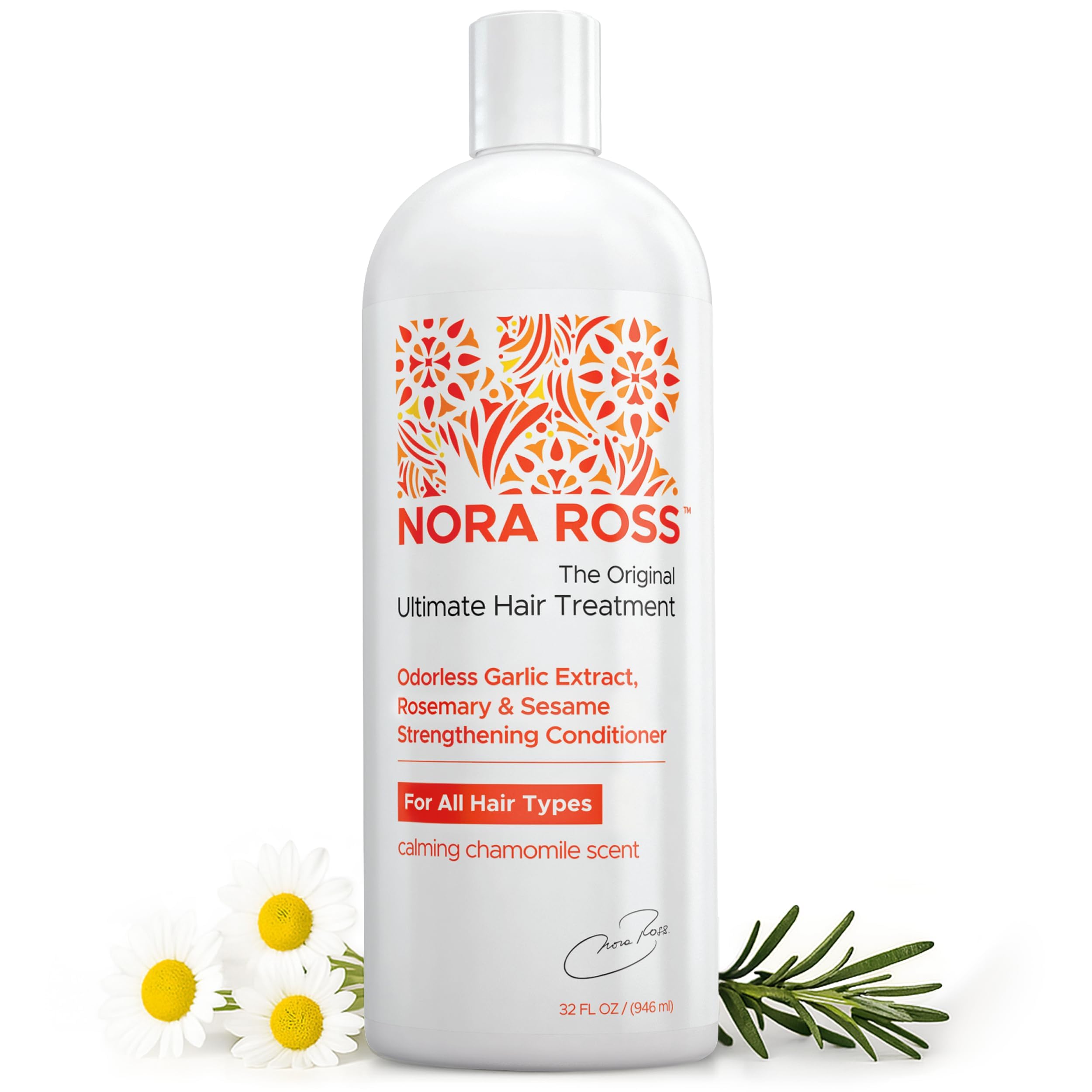 Nora Ross Garlic Extract Strengthening Conditioner with Sesame Seed Oil – Natural Deep Hair Conditioner for Women and Men with Dry, Damaged, Thinning Hair – Hydrating Paraben-Free Treatment – 32oz