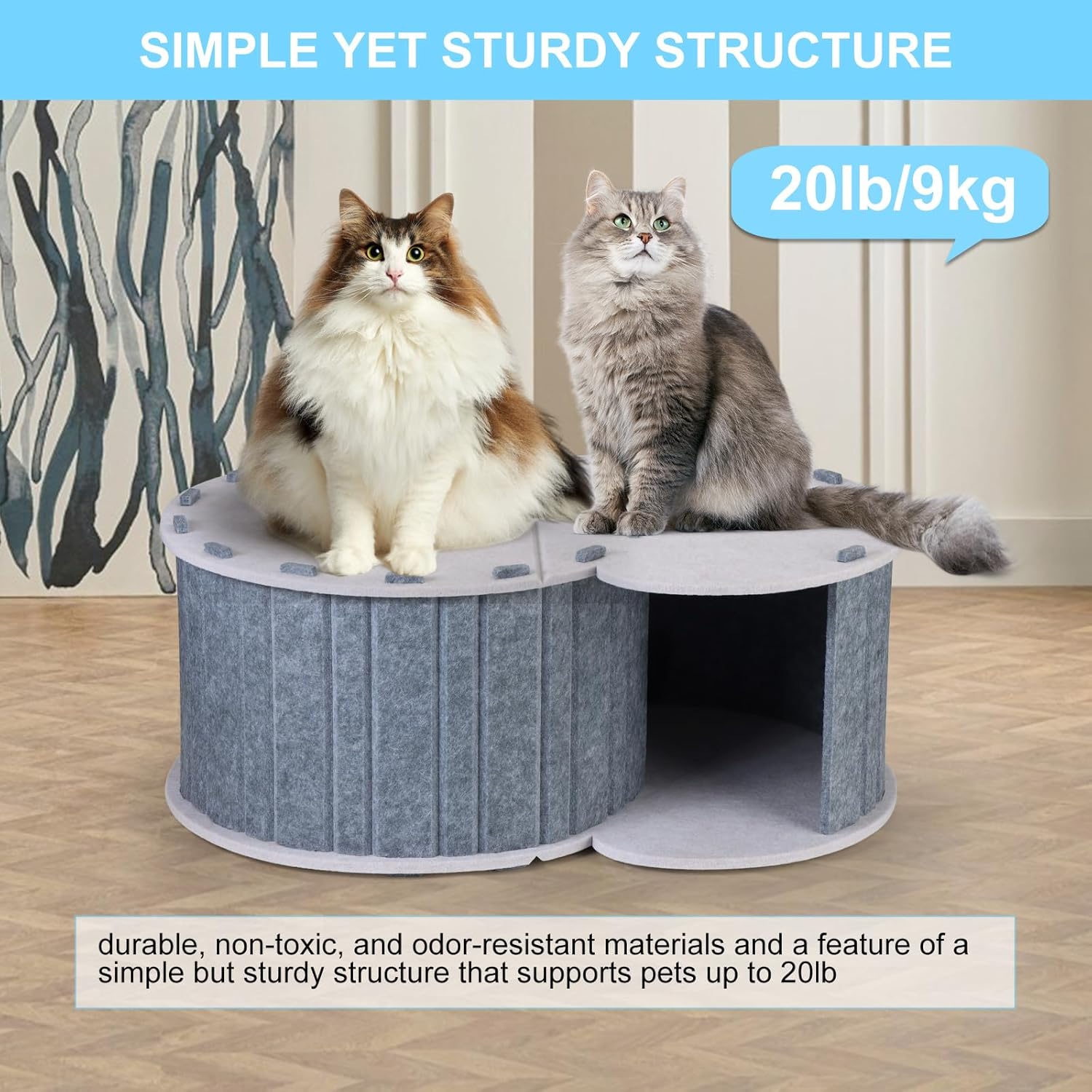review Peekaboo Cat Cave,Cat Tunnel Bed for Indoor Cats,Pet Cat House for Multiple & Large Cats Up to 20 Lbs,Scratch Detachable & Washable Tunnel Bed, Foldable Cat Hideaway Enclosed Bed