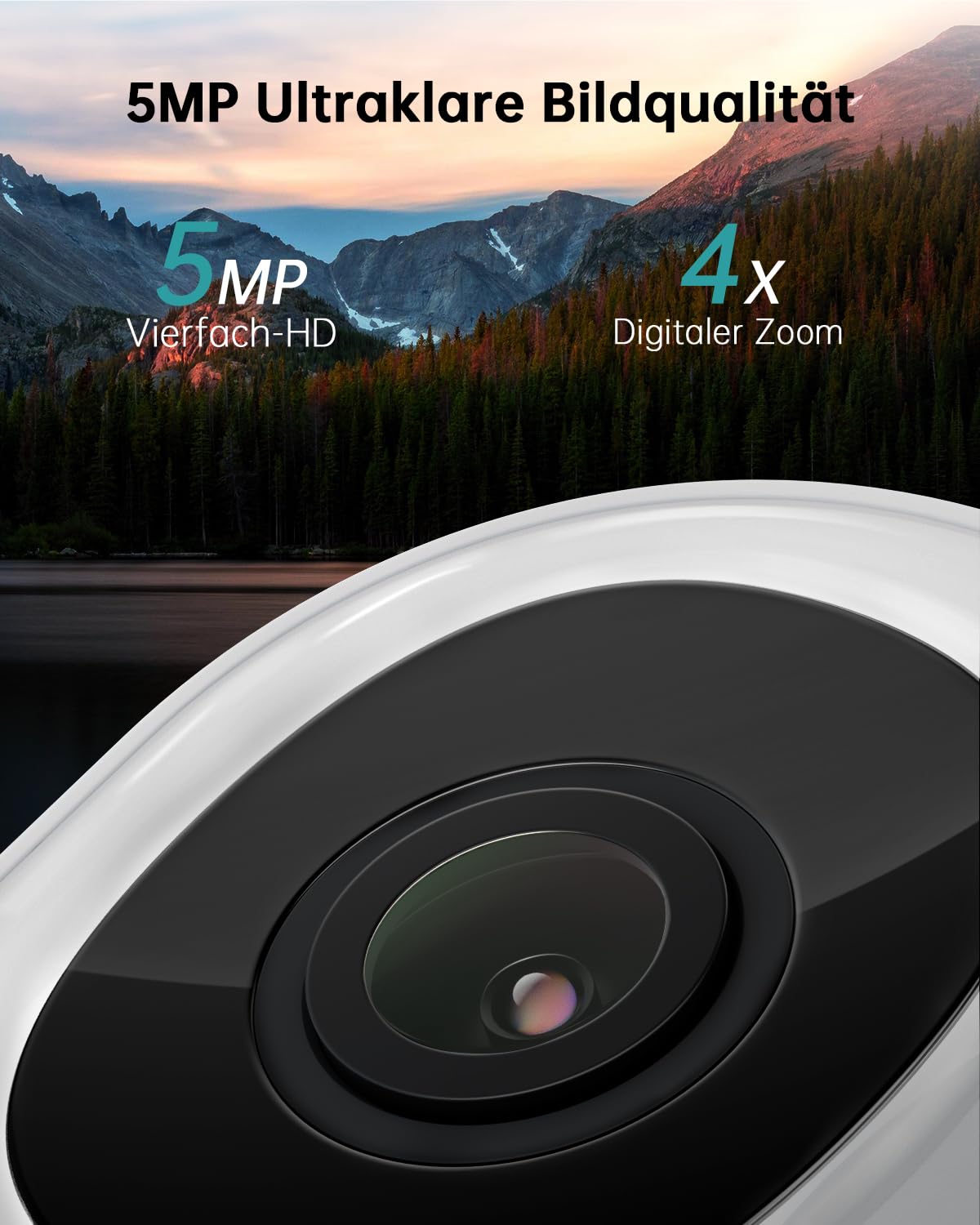ZUMIMALL 2.5K Überwachungskamera Aussen, Auto-Tracking, 24/7 Aufnahme, 2PCS | 355°/90° PTZ, Kabelgebunden, 2.4/5G Dualband WLAN Kamera überwachung aussen, 5MP Farbnachtsicht, KI-Erkennung