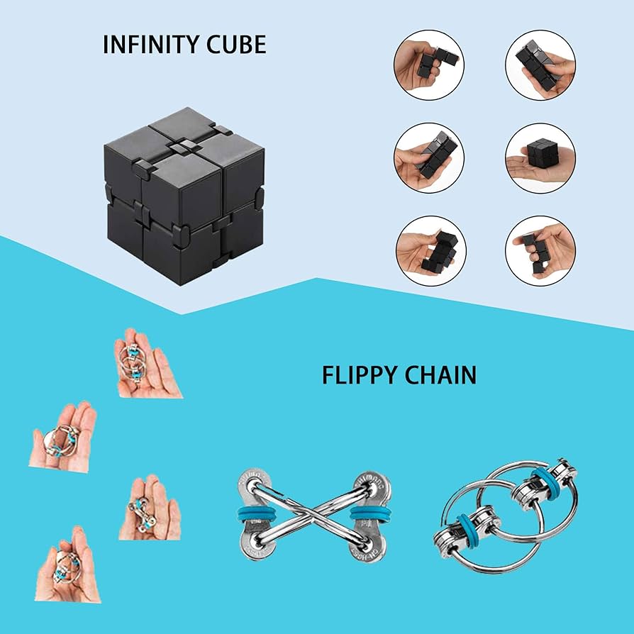 Lnfinity Cube Fidget Cube Puzzle, 3D Fidget Controller Pad Toy For Kids Adults, Fidget Chain Stress Anxiety Relief For Mini Gadget Desk Fidget Finger
