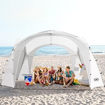 UNP Easy Beach Tent Pop Up Canopy UPF50+ Tent with Side Wall, Ground Pegs, and Stability Poles, Sun Shelter Rainproof, Waterproof for Camping Trips, Backyard Fun, Party Or Picnics