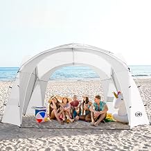 UNP Easy Beach Tent Pop Up Canopy UPF50+ Tent with Side Wall, Ground Pegs, and Stability Poles, Sun Shelter Rainproof, Waterproof for Camping Trips, Backyard Fun, Party Or Picnics