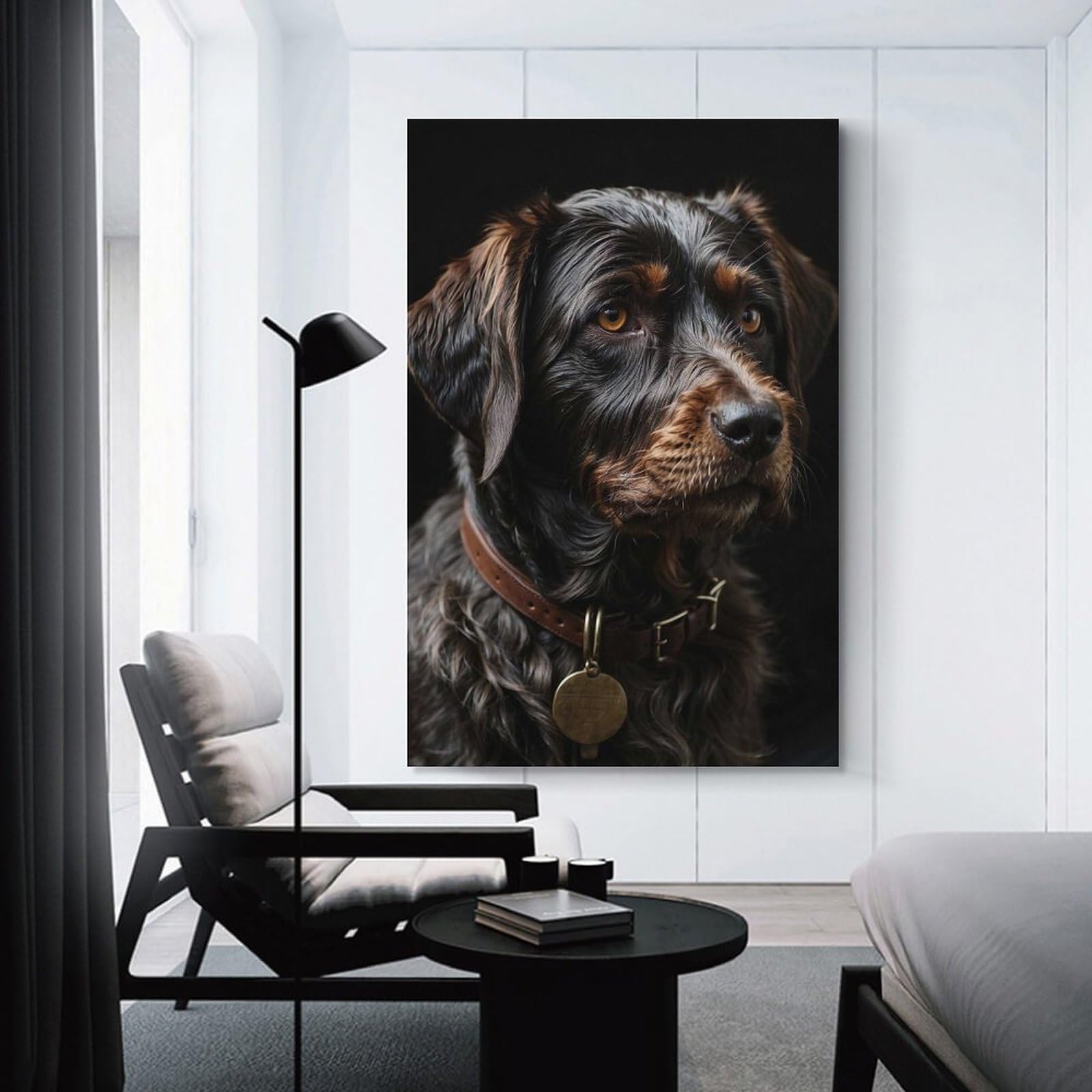 Junmoney Unframe-Style-13 Black Dachshund German Dog Canvas Wall Art 12X18inch(30X45cm), For Workspace Walls, Study Corners Or Bedrooms, Wall Art That Adds Style To Work Areas